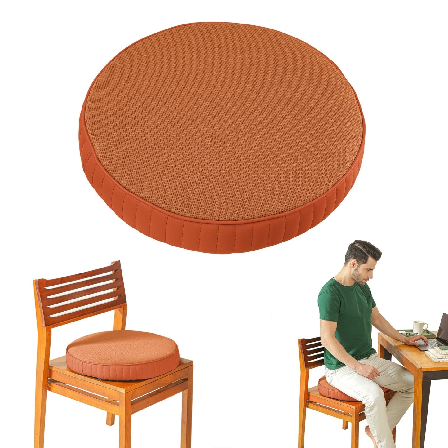 PoshRest Round Seat Pads Seat Cushion The White Willow 16 inch x 16 inch x 3 inch 1 Sandstone