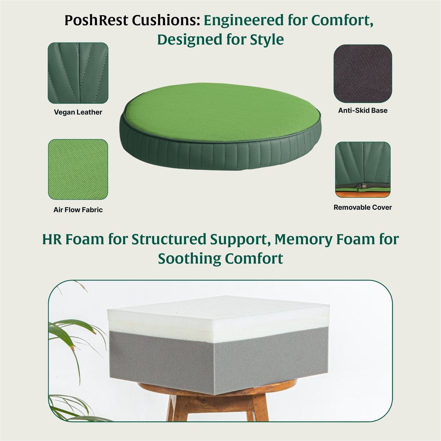PoshRest Round Seat Pads Seat Cushion The White Willow