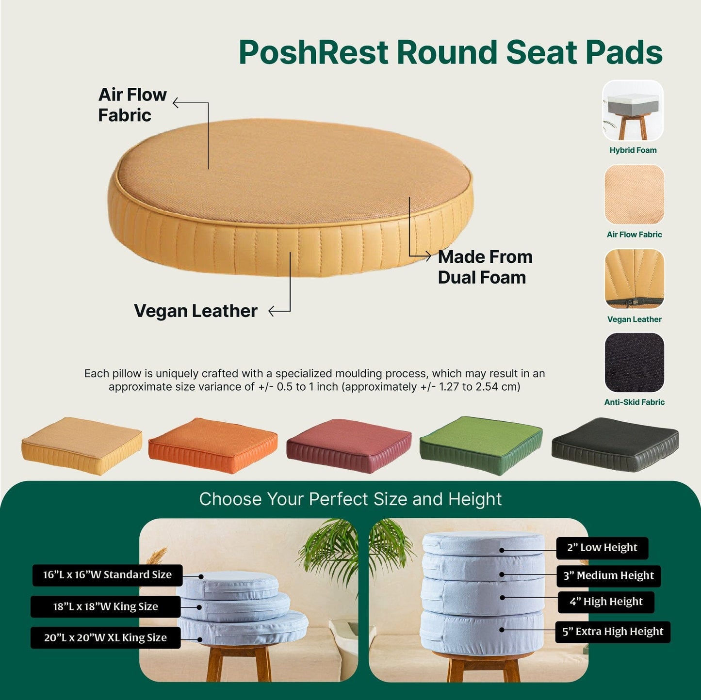 PoshRest Round Seat Pads Seat Cushion The White Willow