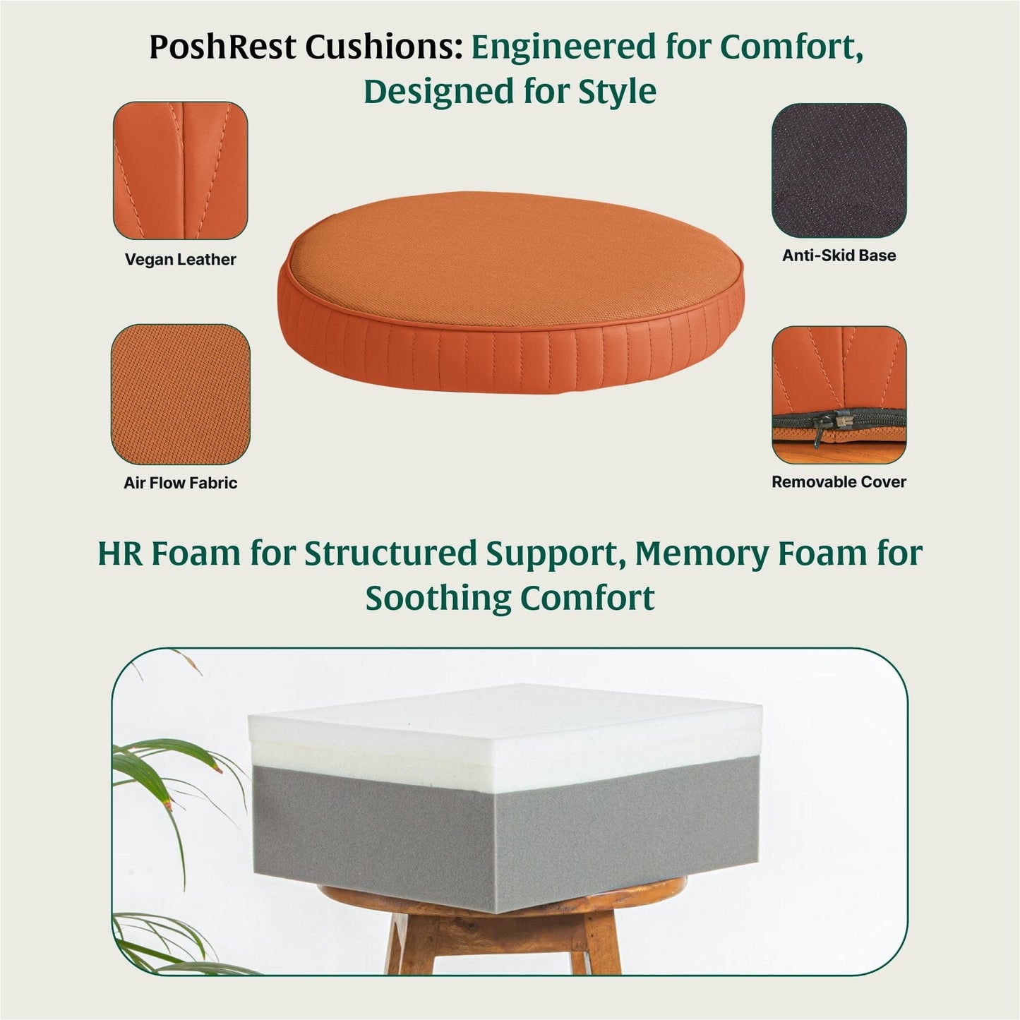 PoshRest Round Seat Pads Seat Cushion The White Willow