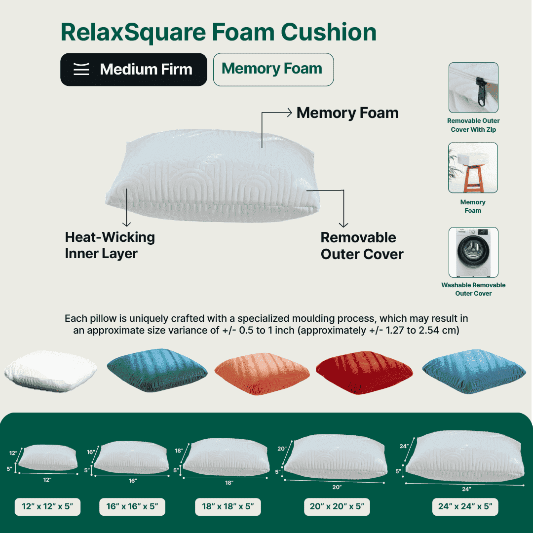 RelaxSquare Foam Cushion Bed & Sofa Cushion The White Willow