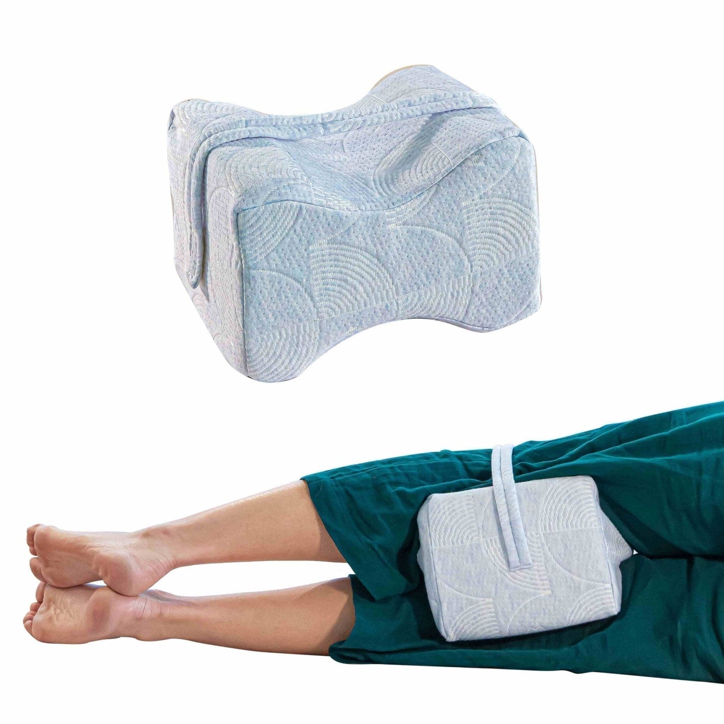 SecureComfort Knee Rest Pillow Leg Support Pillow The White Willow Misty Blue Hush