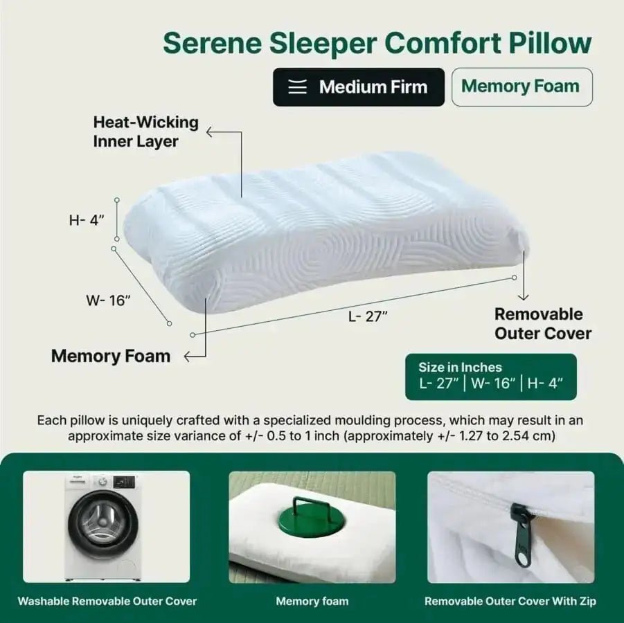 SereneSleeper Rest Easy Comfort Pillow - Contour Pillow - The White Willow