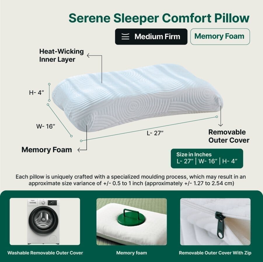SereneSleeper Rest Easy Comfort Pillow Contour Pillow The White Willow