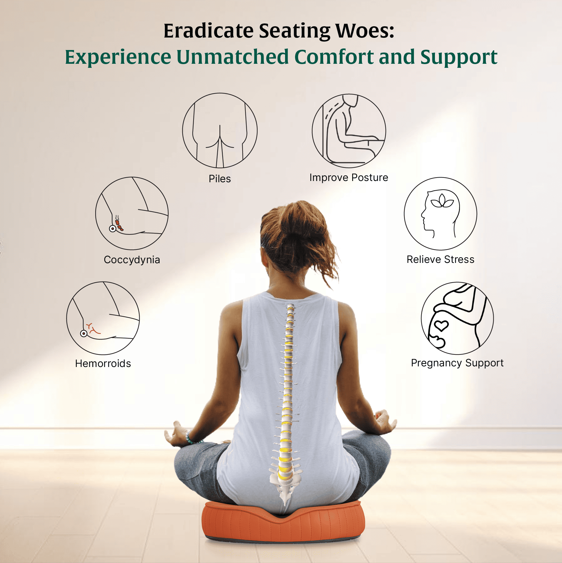 Sky - Donut Shaped Seat Cushion - Tailbone and Lumbar Support - Firm Seat Cushion The White Willow