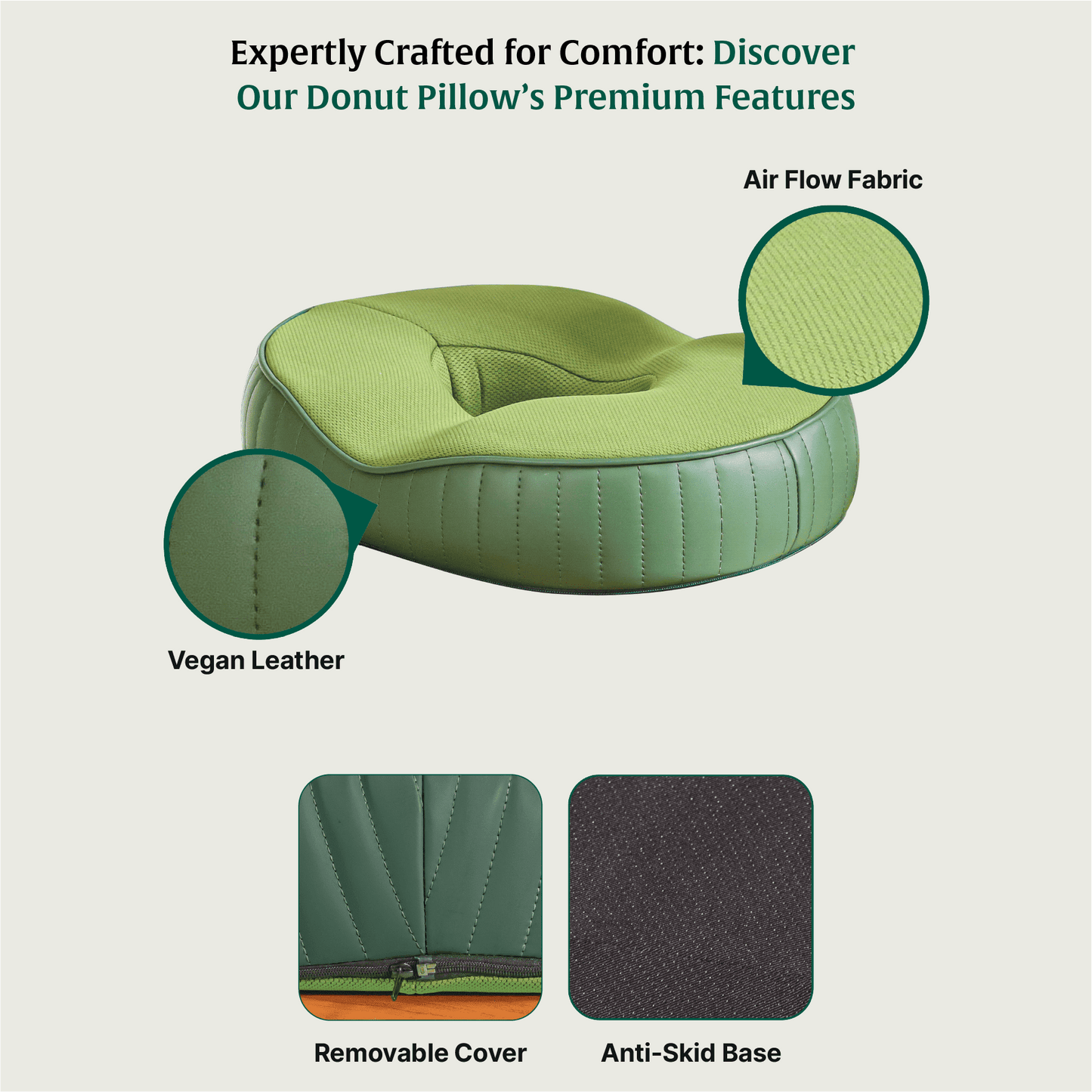 Sky - Donut Shaped Seat Cushion - Tailbone and Lumbar Support - Firm Seat Cushion The White Willow