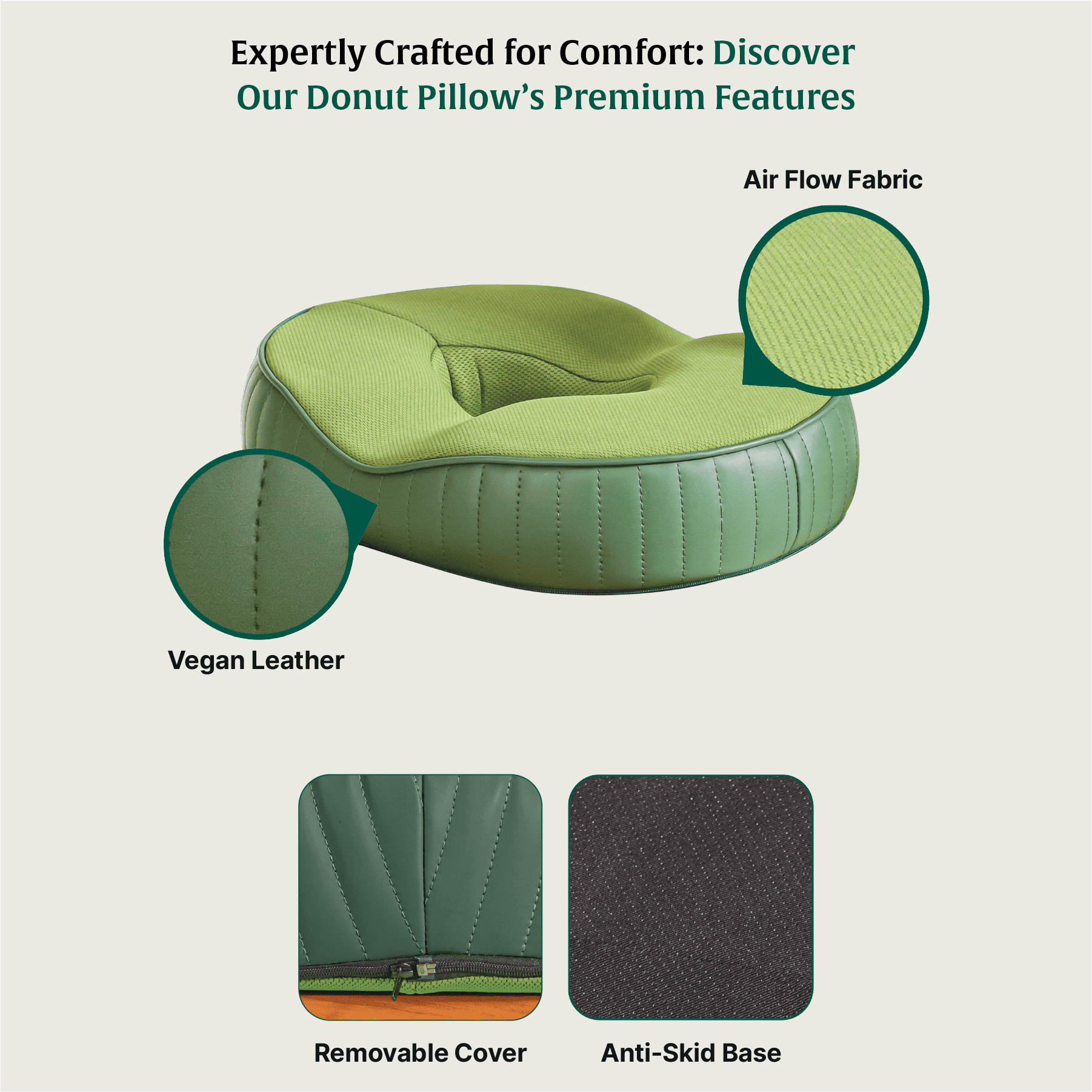 Sky - Donut Shaped Seat Cushion - Tailbone and Lumbar Support - Firm Seat Cushion The White Willow