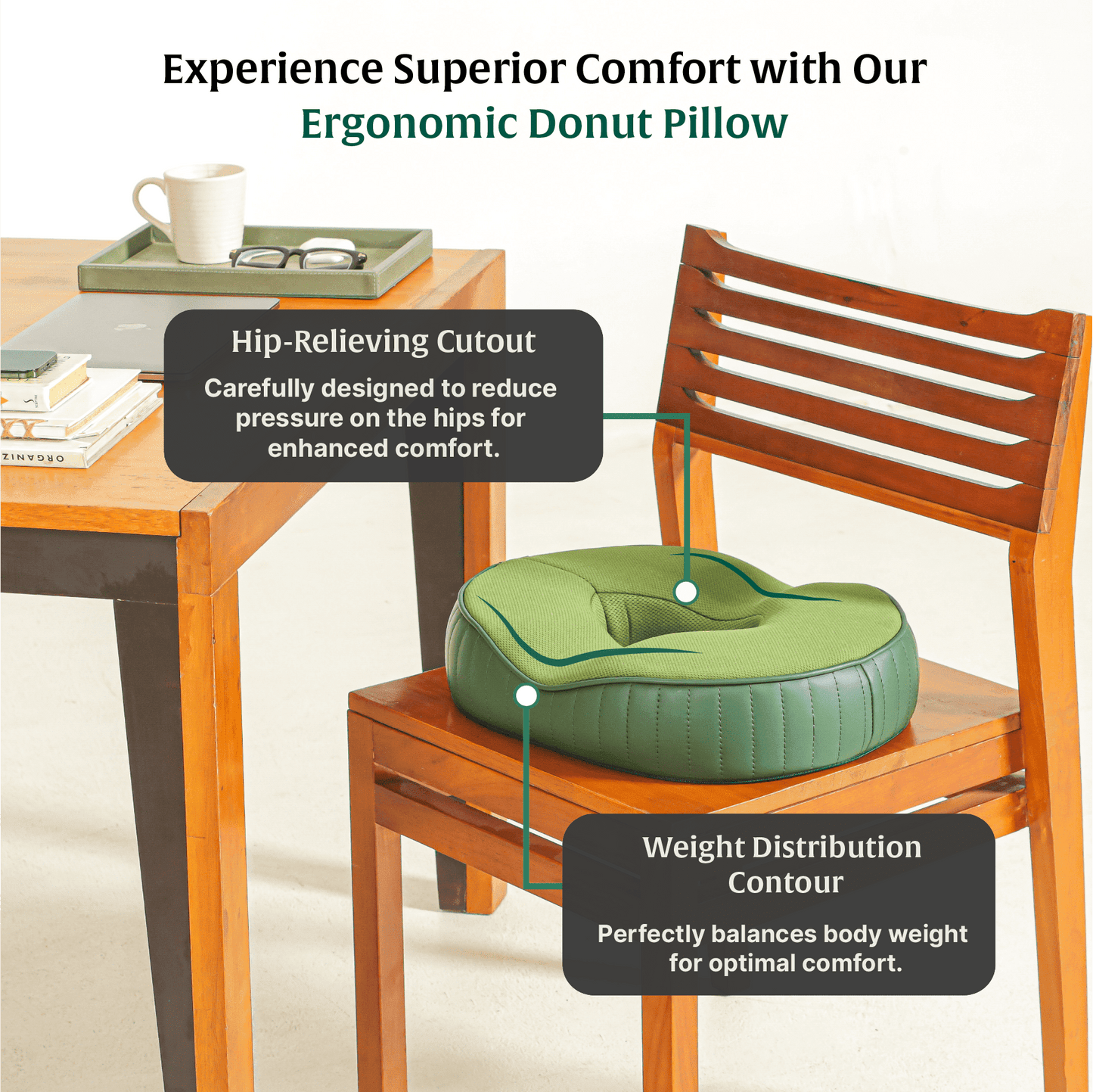 Sky - Donut Shaped Seat Cushion - Tailbone and Lumbar Support - Firm Seat Cushion The White Willow