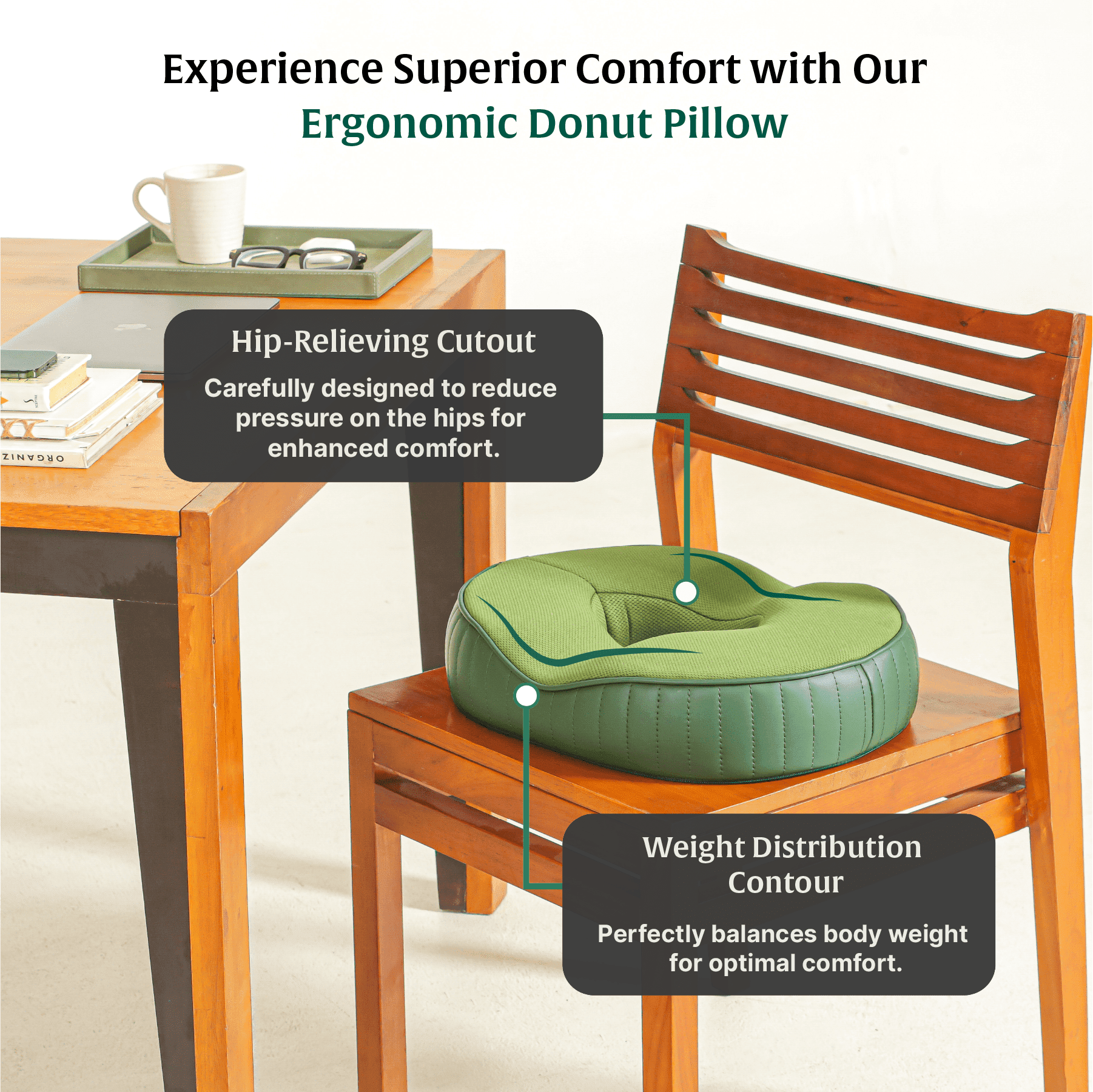 Sky - Donut Shaped Seat Cushion - Tailbone and Lumbar Support - Firm Seat Cushion The White Willow