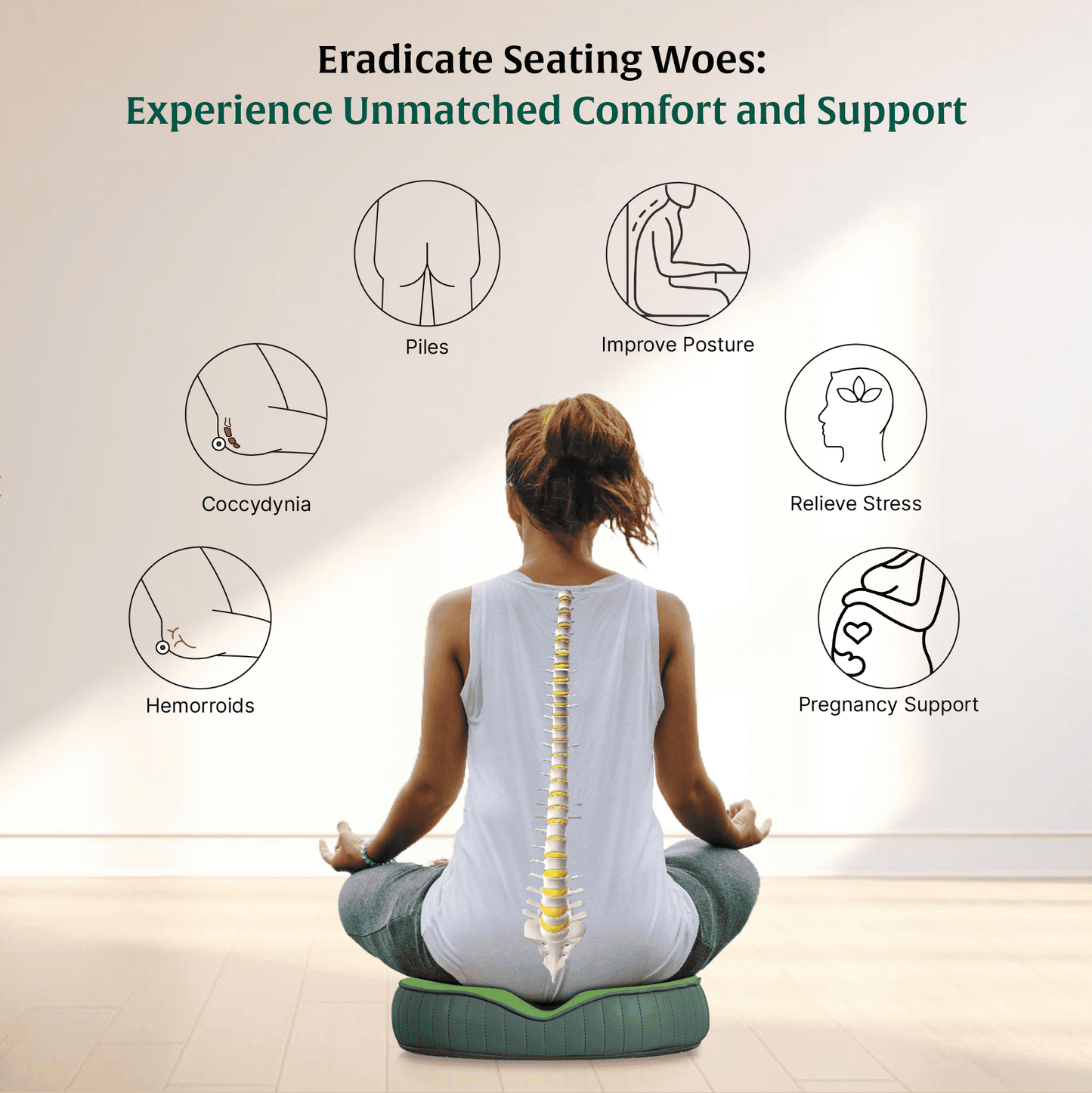 Sky - Donut Shaped Seat Cushion - Tailbone and Lumbar Support - Firm Seat Cushion The White Willow