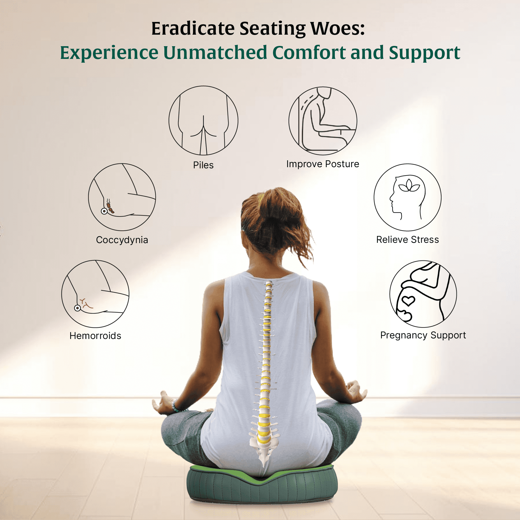 Sky - Donut Shaped Seat Cushion - Tailbone and Lumbar Support - Firm Seat Cushion The White Willow