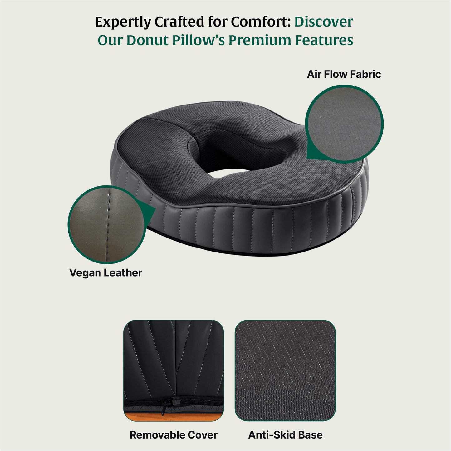 Sky - Donut Shaped Seat Cushion - Tailbone and Lumbar Support - Firm Seat Cushion The White Willow