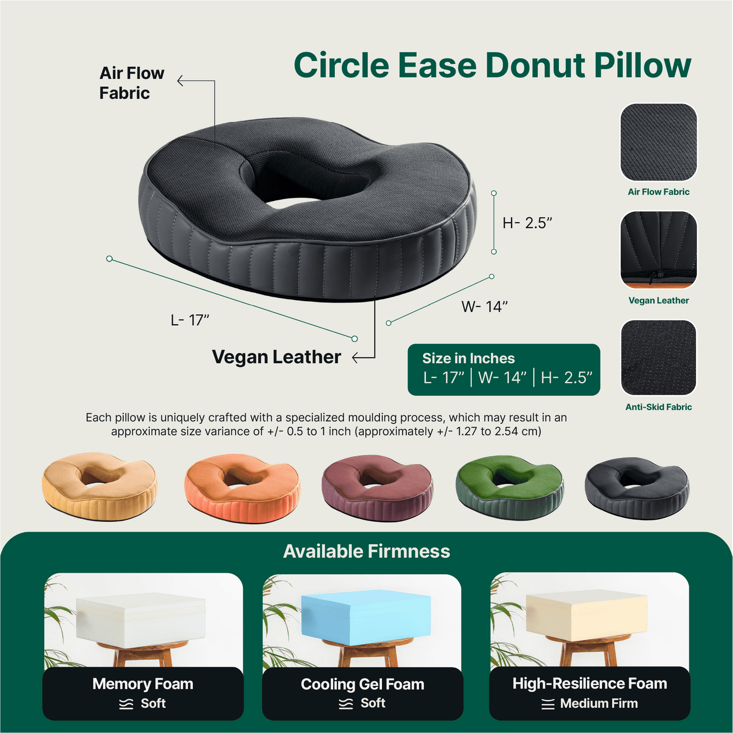 Sky - Donut Shaped Seat Cushion - Tailbone and Lumbar Support - Firm Seat Cushion The White Willow