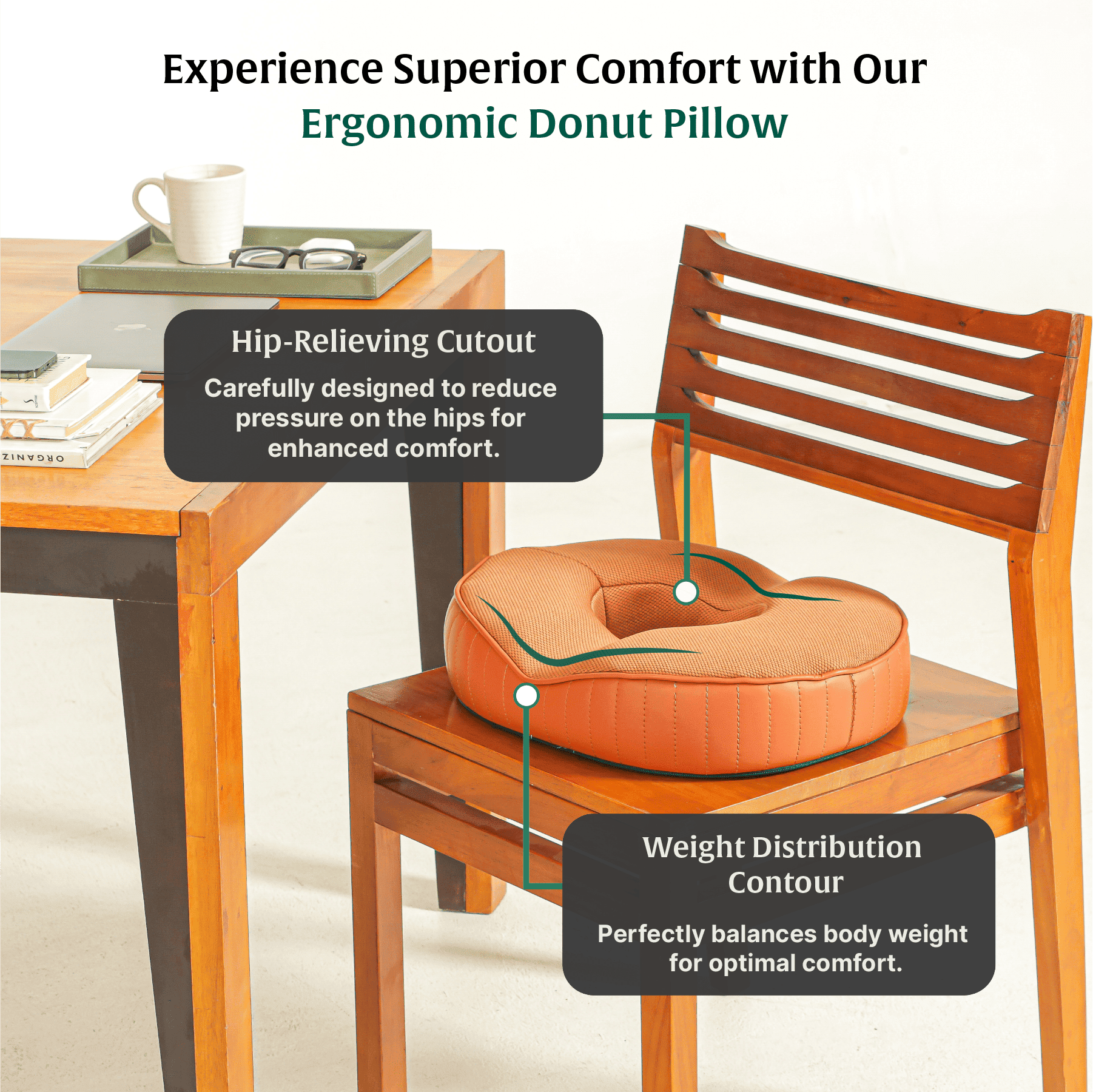 Sky - Donut Shaped Seat Cushion - Tailbone and Lumbar Support - Firm Seat Cushion The White Willow