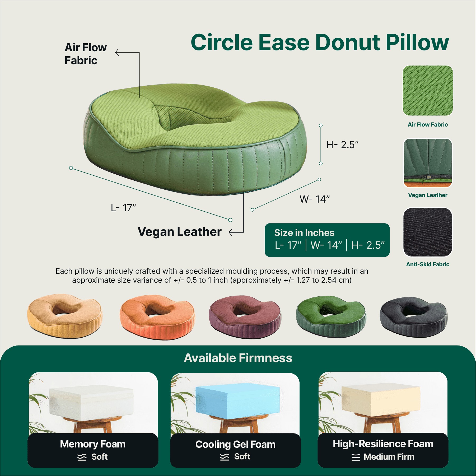 Sky - Donut Shaped Seat Cushion - Tailbone and Lumbar Support - Firm Seat Cushion The White Willow