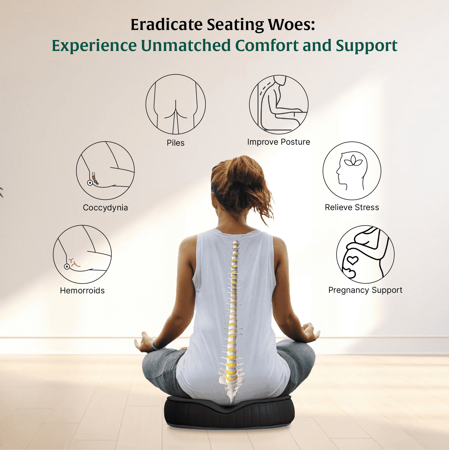 Sky - Donut Shaped Seat Cushion - Tailbone and Lumbar Support - Firm Seat Cushion The White Willow
