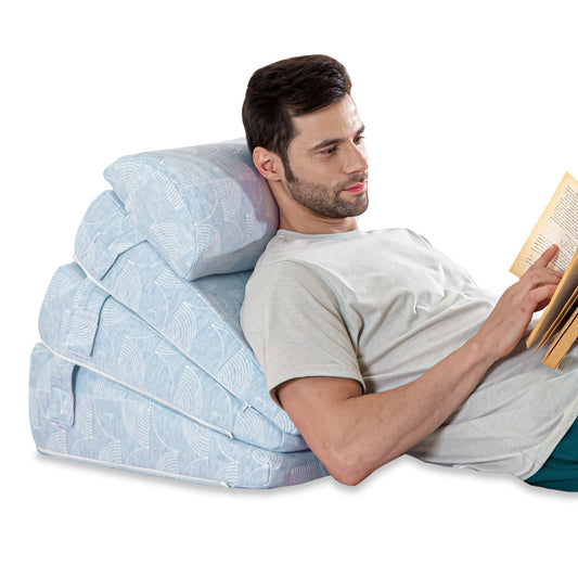 SplitComfort Dual Wedge Bed Wedge The White Willow Standard Size- 18 x 18 inch Misty Blue Hush