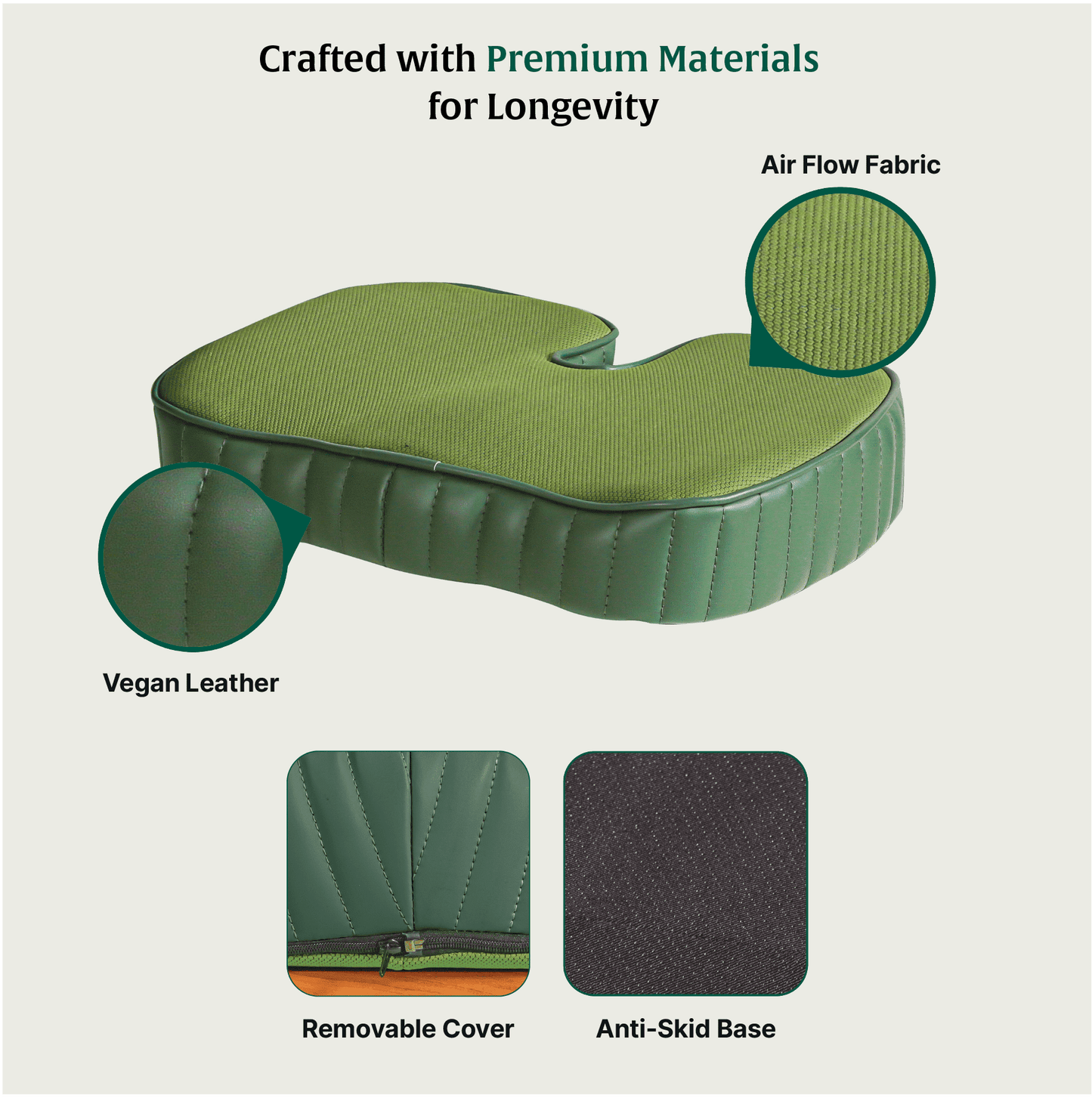 Sprucesoft - Coccyx Tailbone Support Seat Cushion - Firm Seat Cushion The White Willow