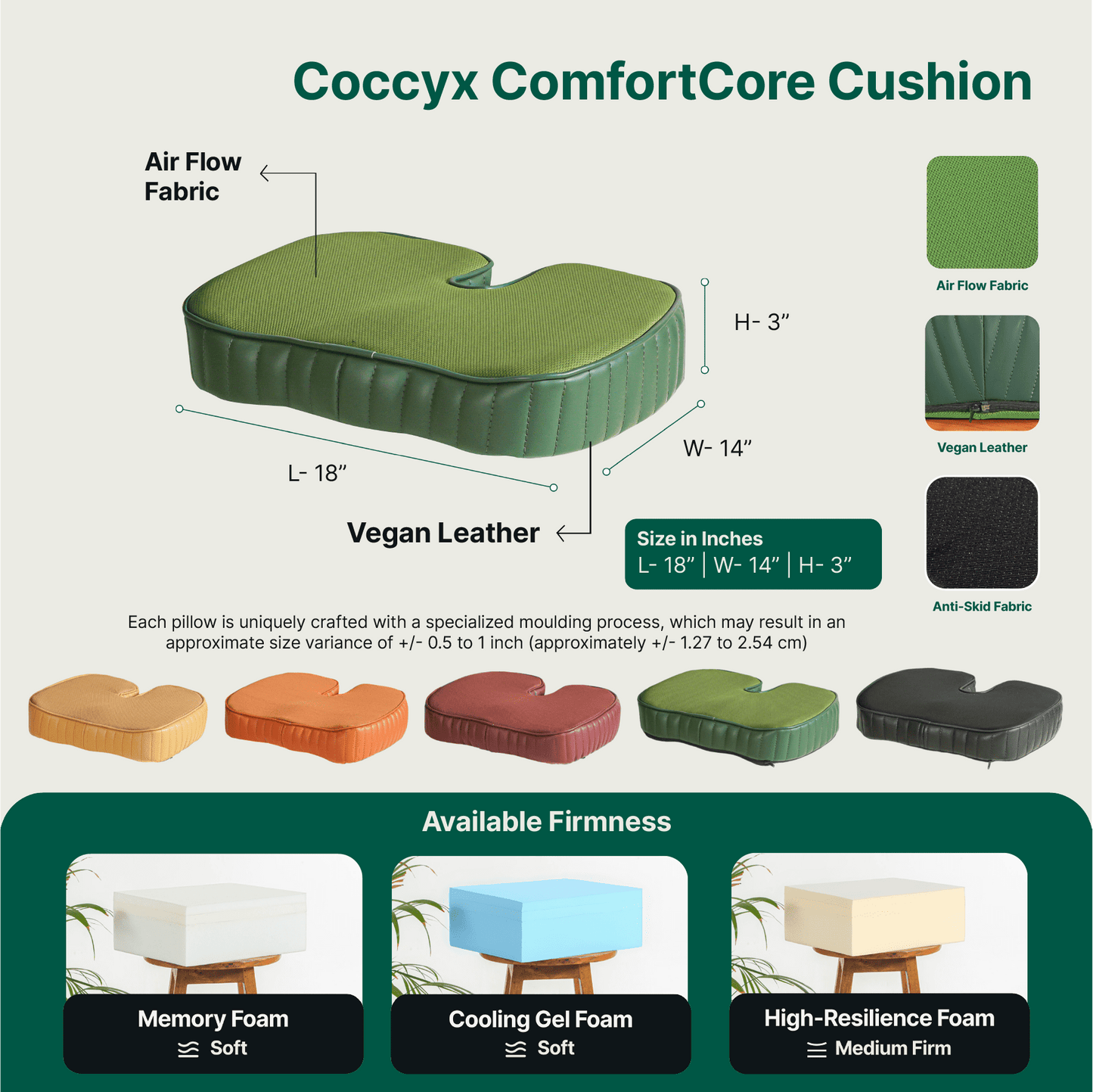 Sprucesoft - Coccyx Tailbone Support Seat Cushion - Firm Seat Cushion The White Willow