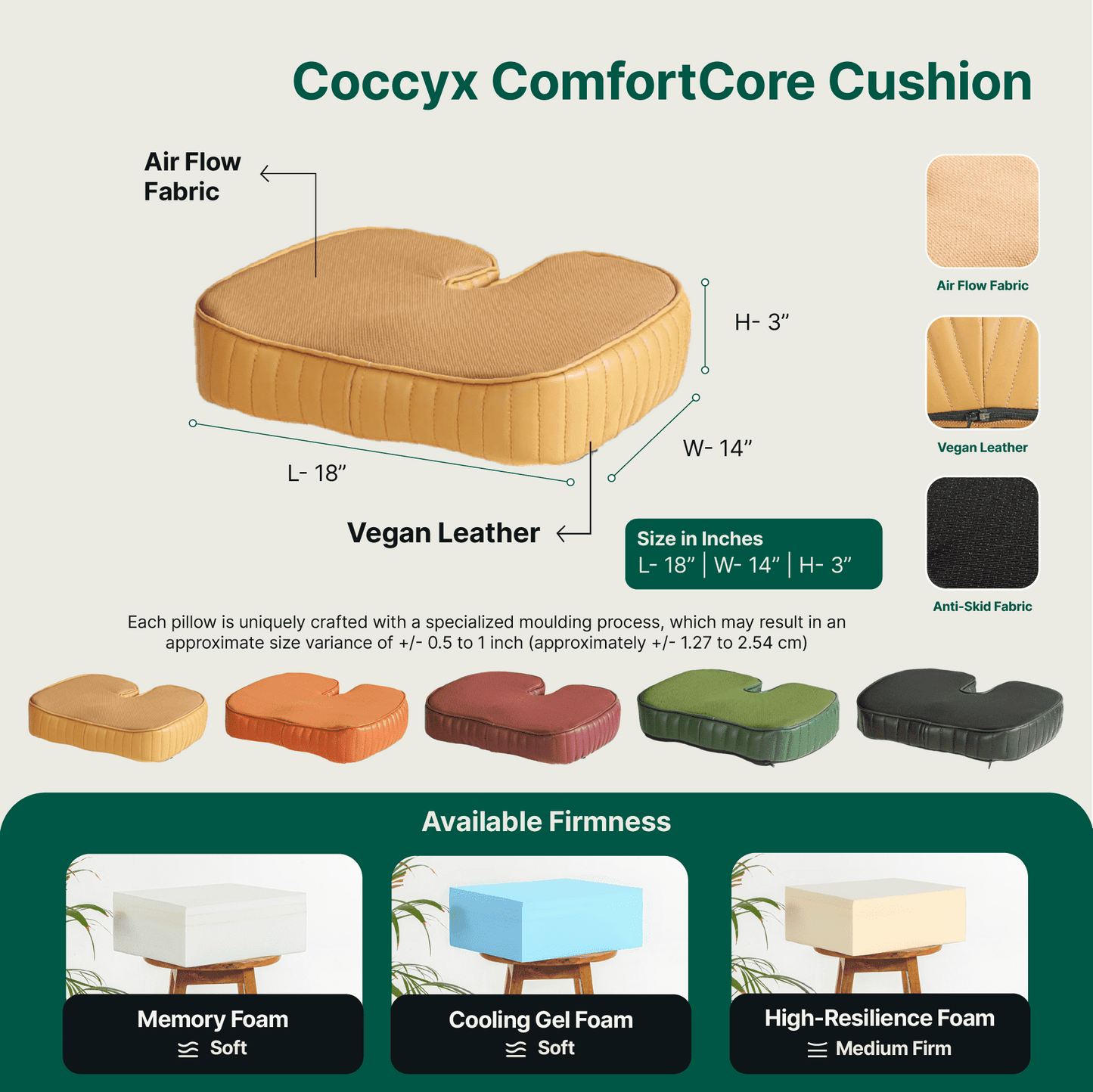 Sprucesoft - Coccyx Tailbone Support Seat Cushion - Firm Seat Cushion The White Willow