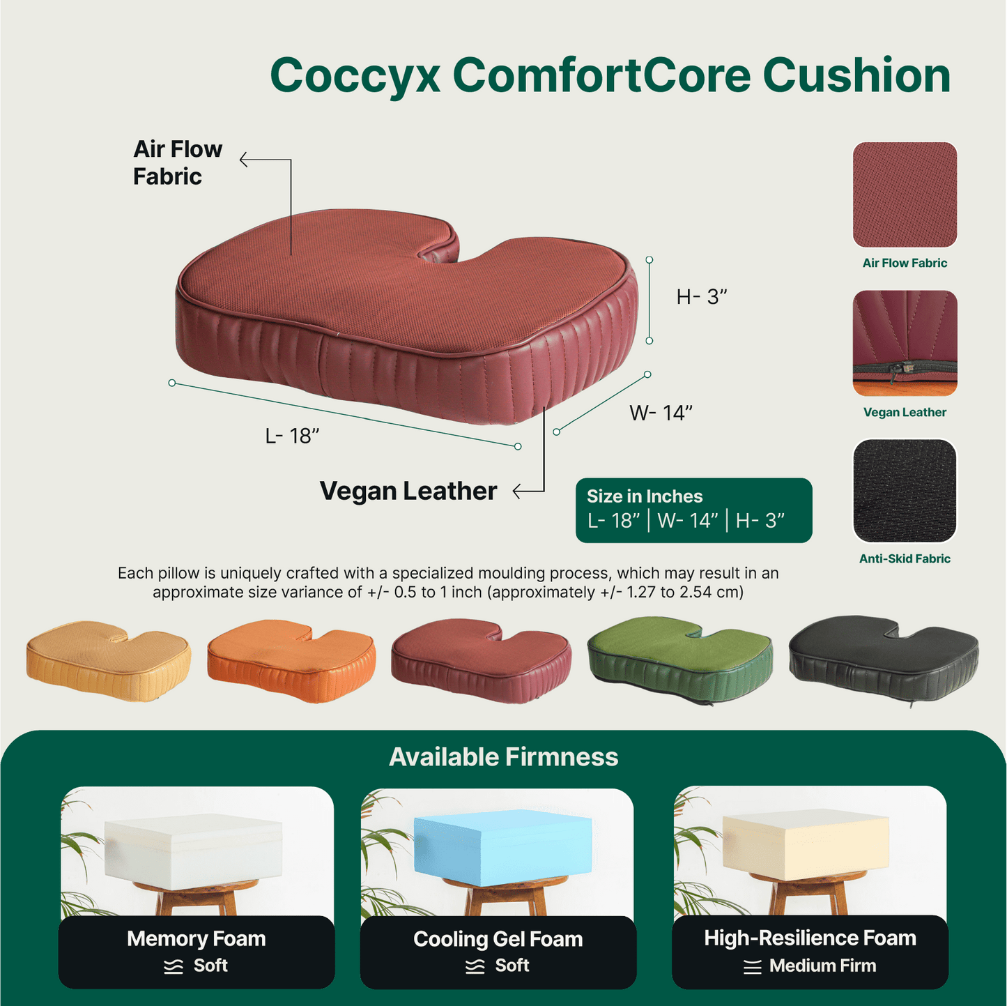 Sprucesoft - Coccyx Tailbone Support Seat Cushion - Firm Seat Cushion The White Willow