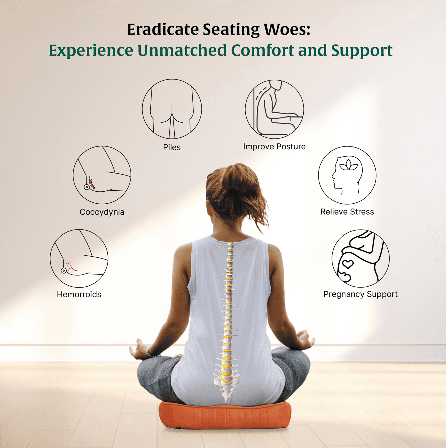 Sprucesoft - Coccyx Tailbone Support Seat Cushion - Firm Seat Cushion The White Willow