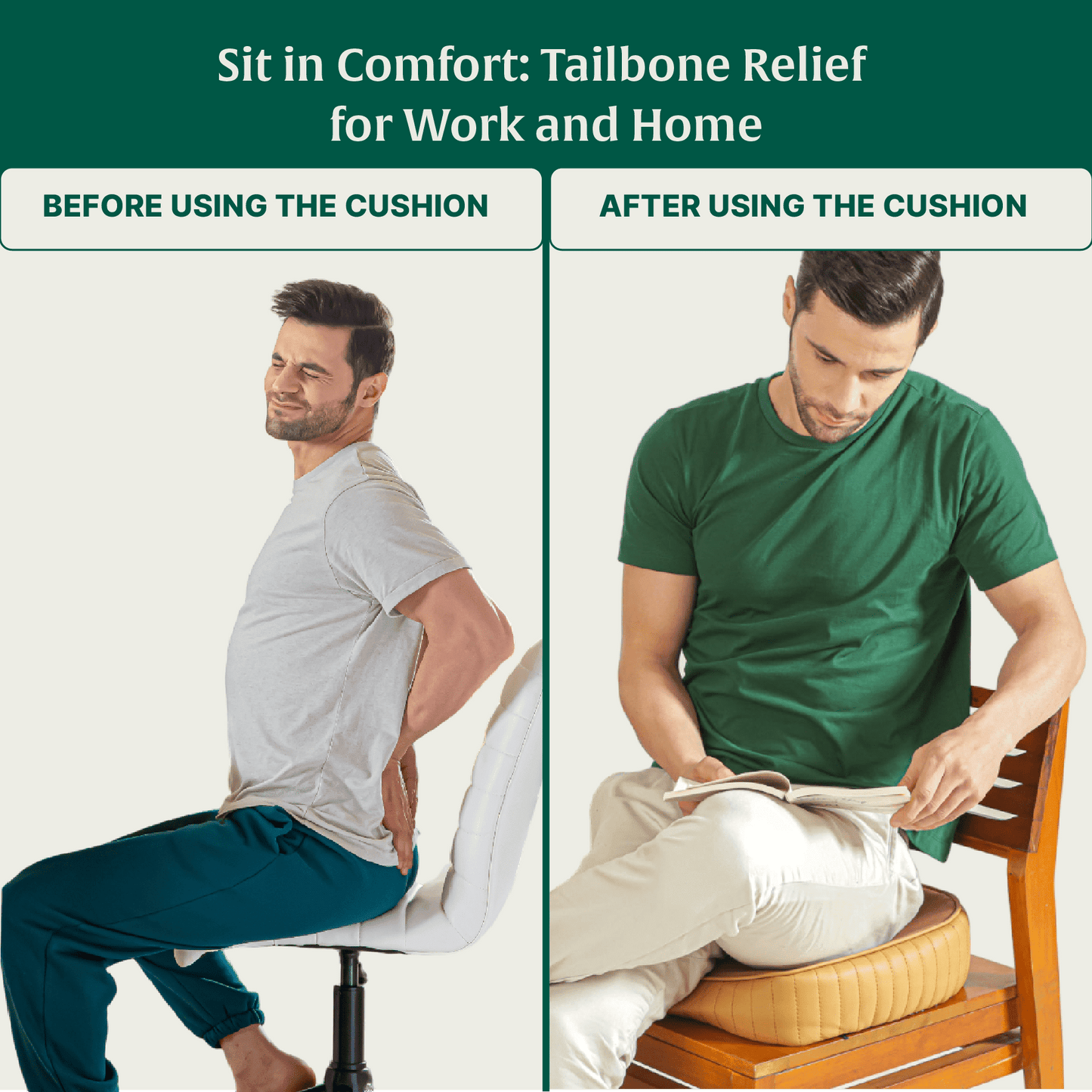 Sprucesoft - Coccyx Tailbone Support Seat Cushion - Firm Seat Cushion The White Willow