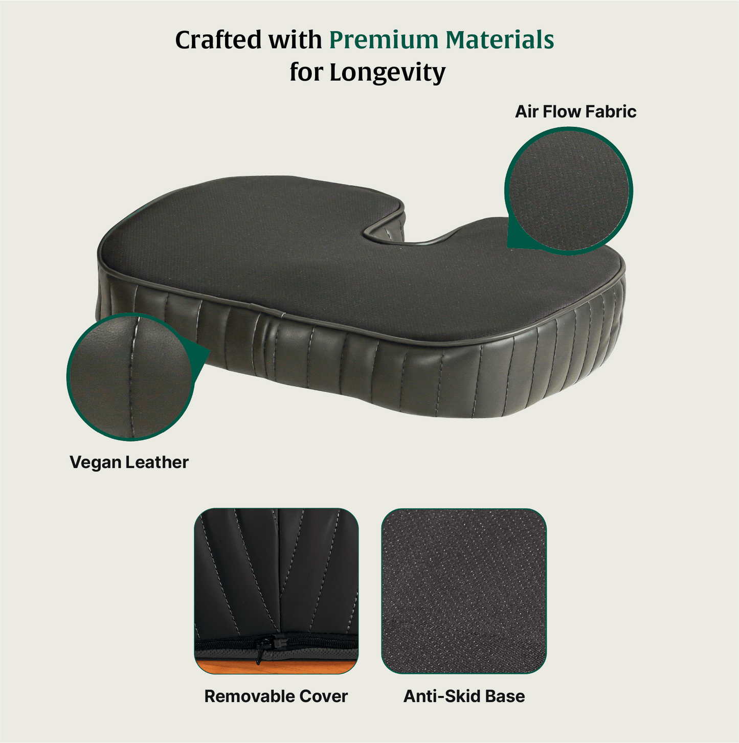 Sprucesoft - Coccyx Tailbone Support Seat Cushion - Firm Seat Cushion The White Willow