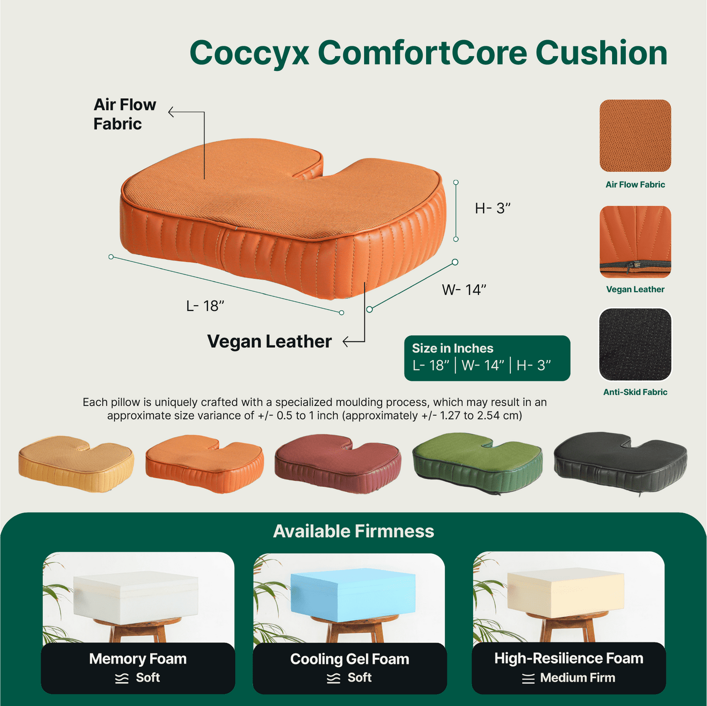 Sprucesoft - Coccyx Tailbone Support Seat Cushion - Firm Seat Cushion The White Willow