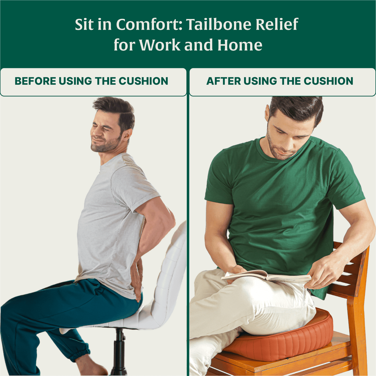 Sprucesoft - Coccyx Tailbone Support Seat Cushion - Firm Seat Cushion The White Willow