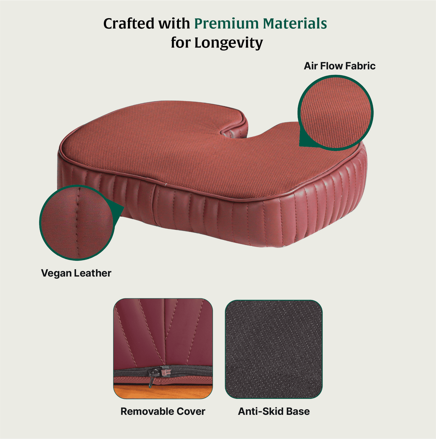 Sprucesoft - Coccyx Tailbone Support Seat Cushion - Firm Seat Cushion The White Willow