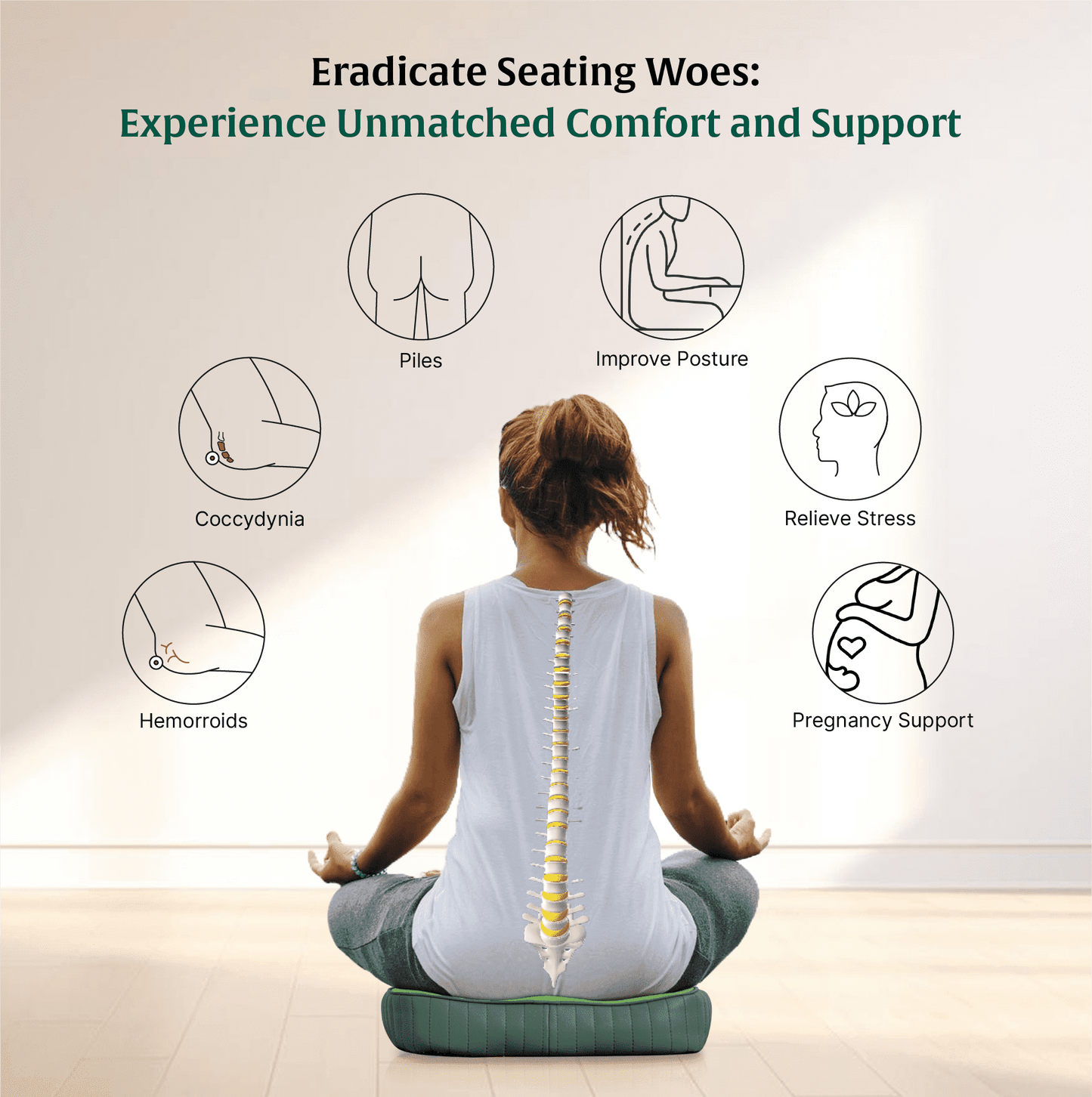 Sprucesoft - Coccyx Tailbone Support Seat Cushion - Firm Seat Cushion The White Willow