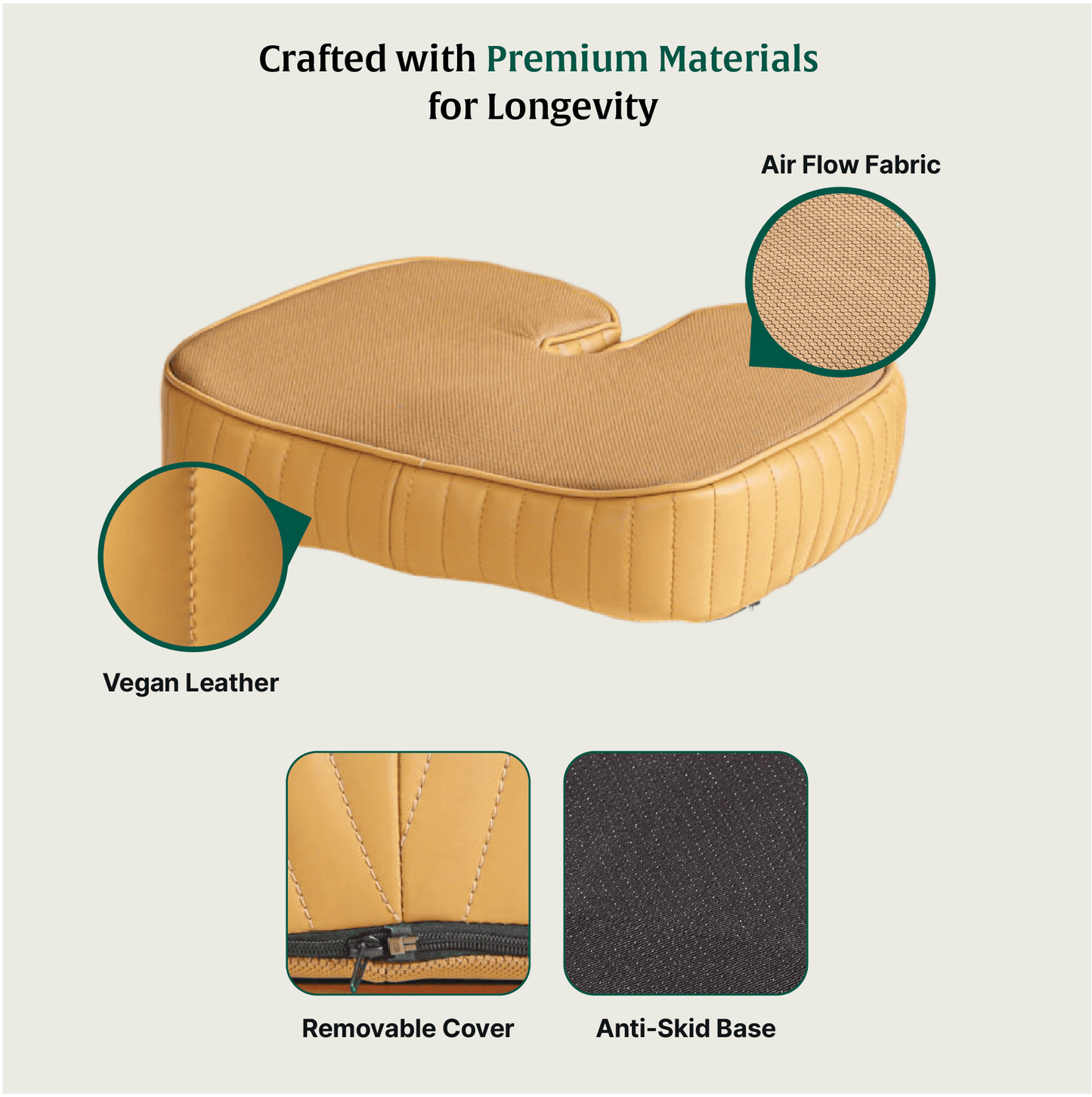 Sprucesoft - Coccyx Tailbone Support Seat Cushion - Firm Seat Cushion The White Willow