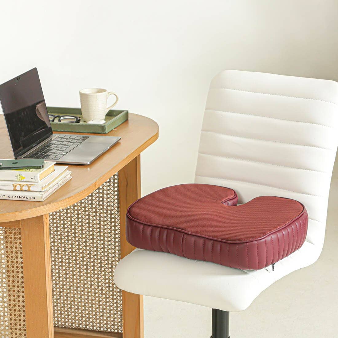 Sprucesoft - Coccyx Tailbone Support Seat Cushion - Firm Seat Cushion The White Willow Soft ~ Memory Foam ~ Below 60 kg Raspberry