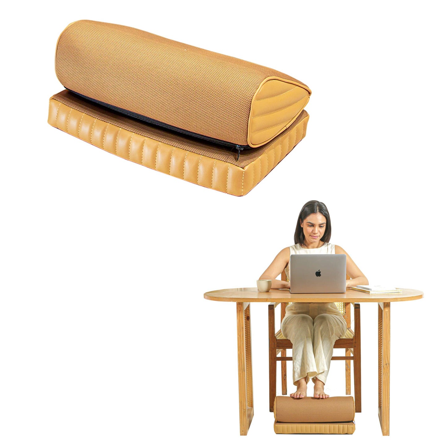 StepComfort Curve Footrest Foot Rest Cushion The White Willow Adjustable Footrest- 2 Layers Sunshine