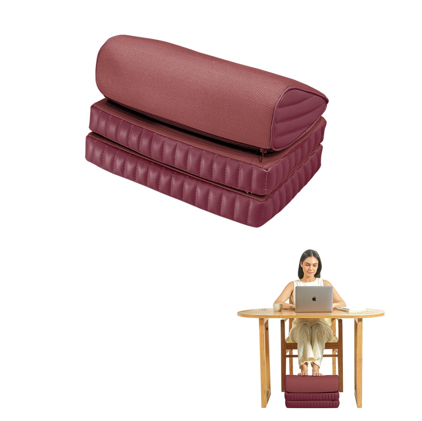StepComfort Curve Footrest Foot Rest Cushion The White Willow Adjustable Footrest- 3Layers Berry