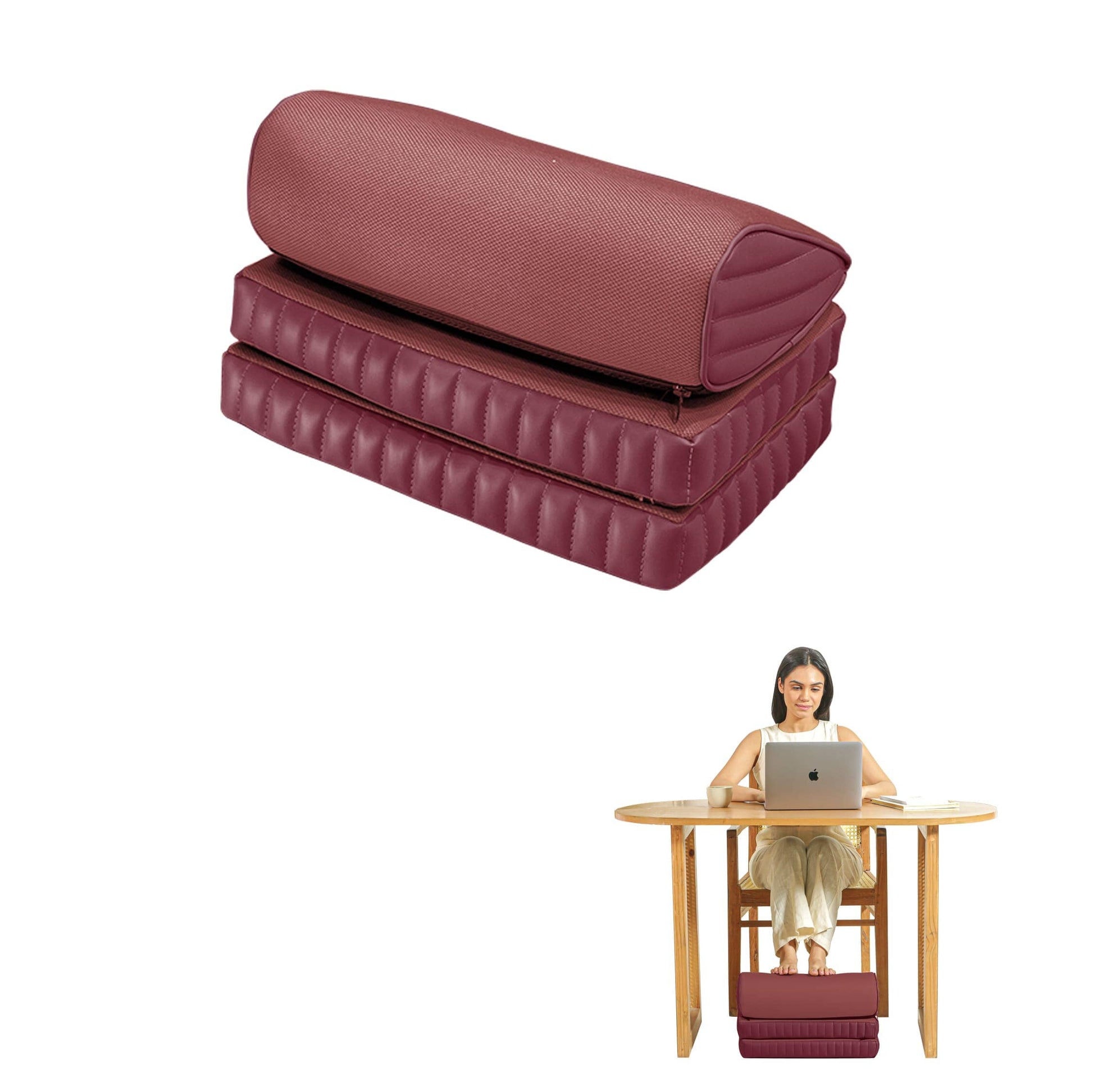 StepComfort Curve Footrest Foot Rest Cushion The White Willow Adjustable Footrest- 3Layers Berry