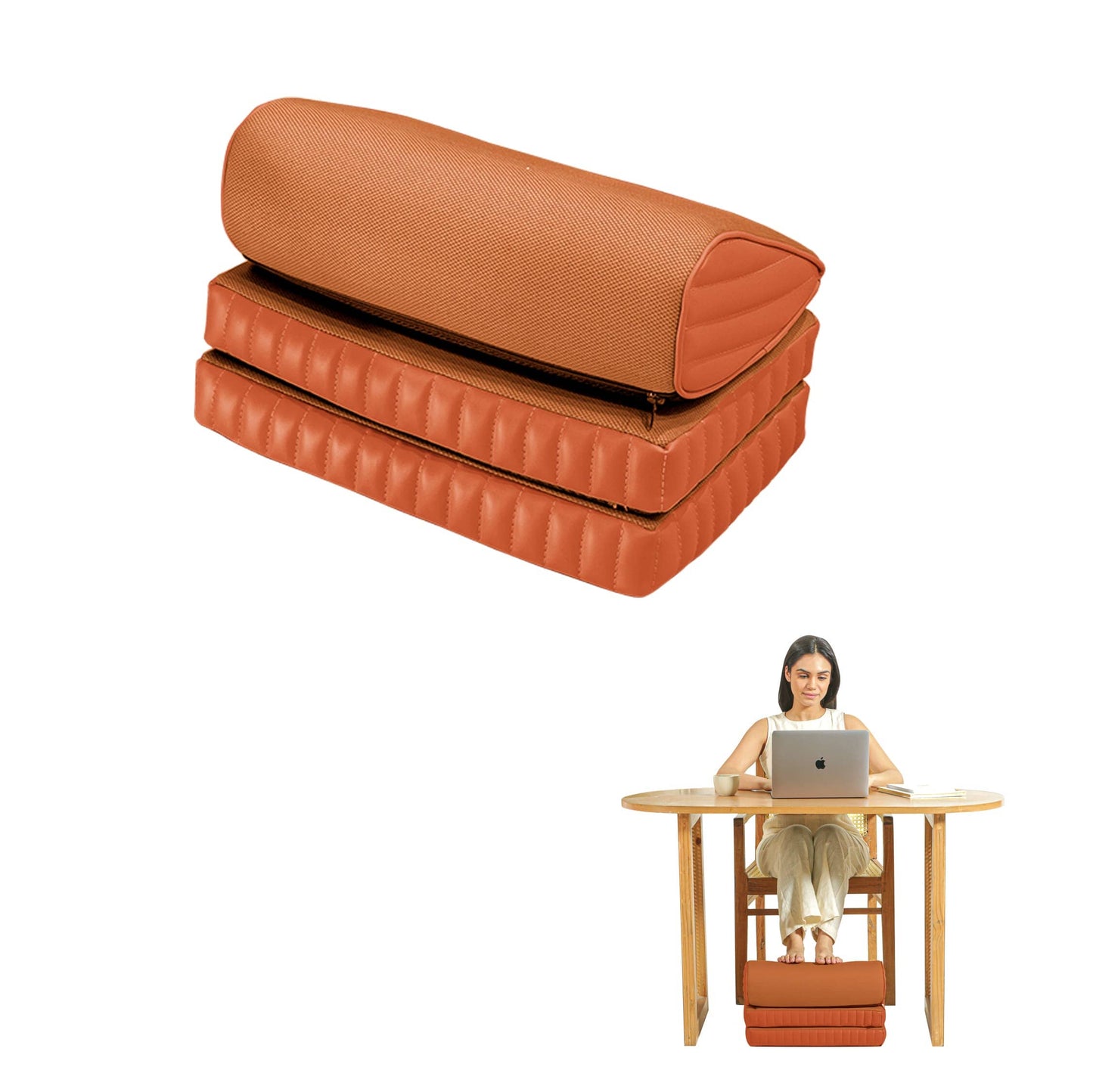 StepComfort Curve Footrest Foot Rest Cushion The White Willow Adjustable Footrest- 3Layers Sandstone