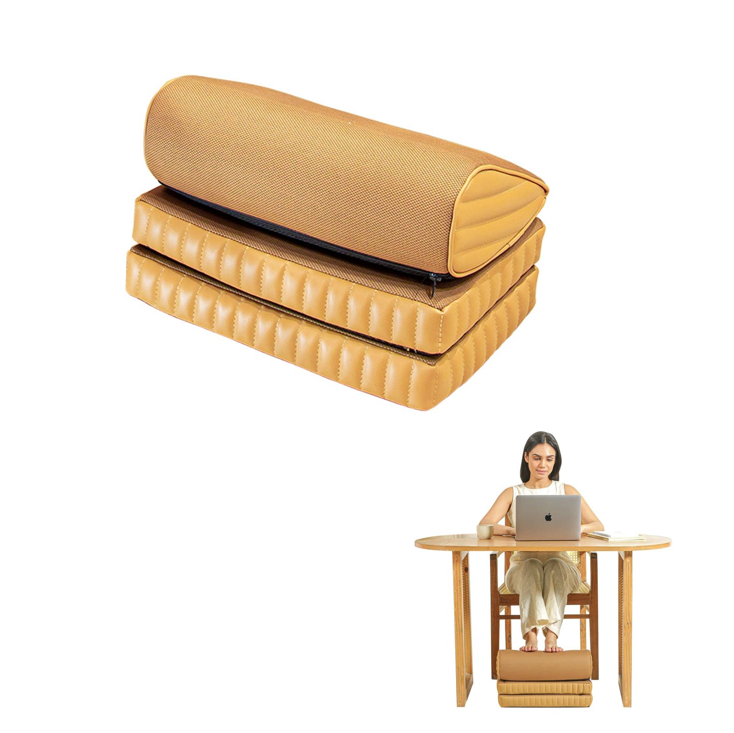 StepComfort Curve Footrest Foot Rest Cushion The White Willow Adjustable Footrest- 3Layers Sunshine