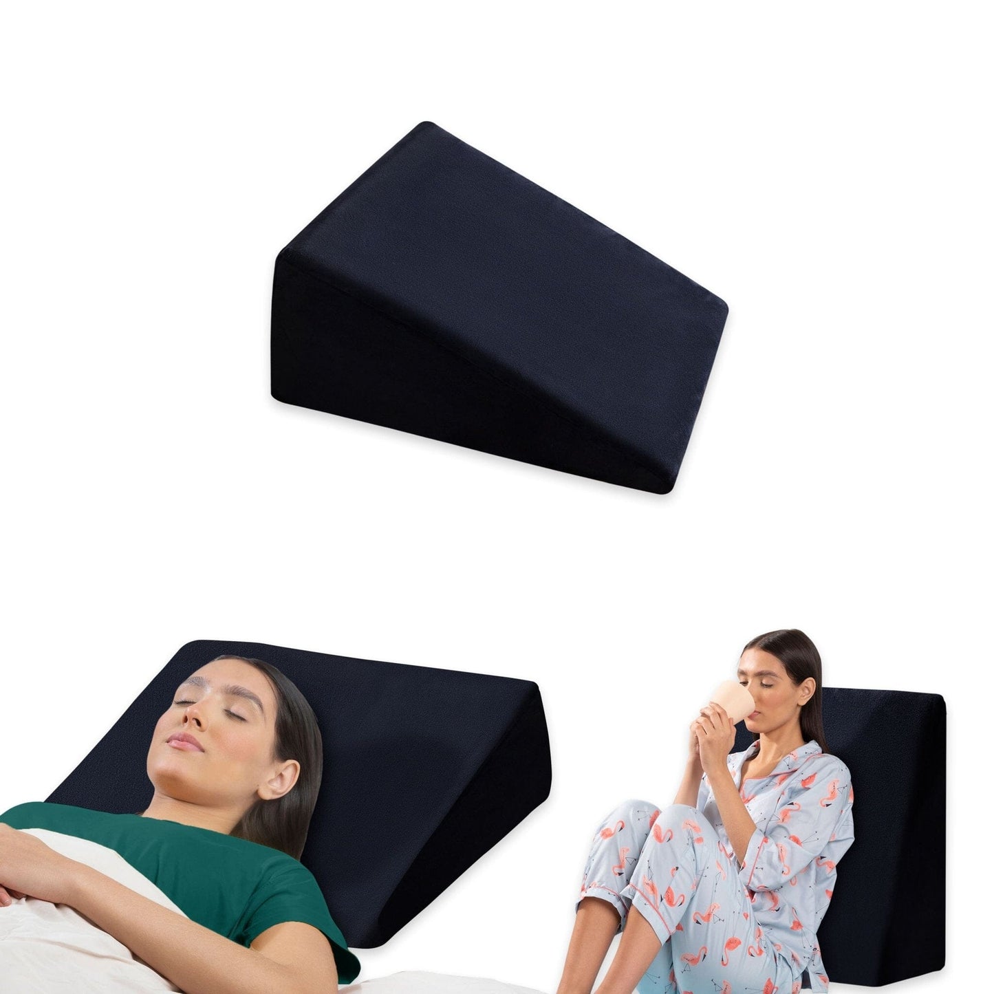 Terra- Cooling Gel Egg Crate & HR Foam Bed Wedge Pillow - Medium Firm Bed Wedge The White Willow Standard Size- 18 x 18 inch 10 inch Black
