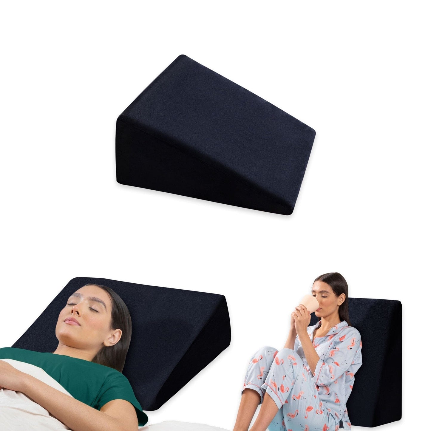 Terra- Cooling Gel Egg Crate & HR Foam Bed Wedge Pillow - Medium Firm Bed Wedge The White Willow Standard Size- 18 x 18 inch 12 inch Midnight Serene