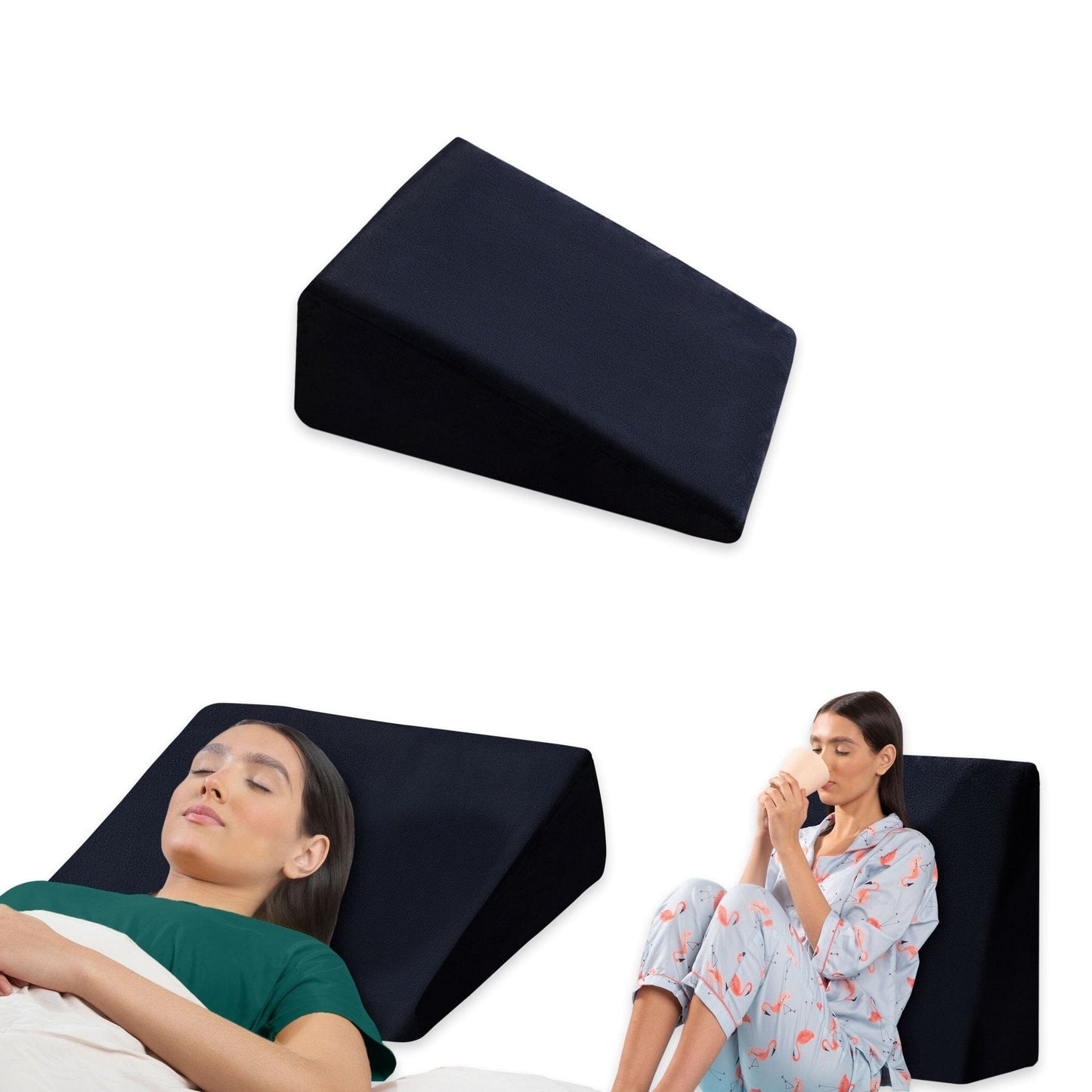 Terra- Cooling Gel Egg Crate & HR Foam Bed Wedge Pillow - Medium Firm Bed Wedge The White Willow XL King Size- 24 x 24 inch 7 inch Black