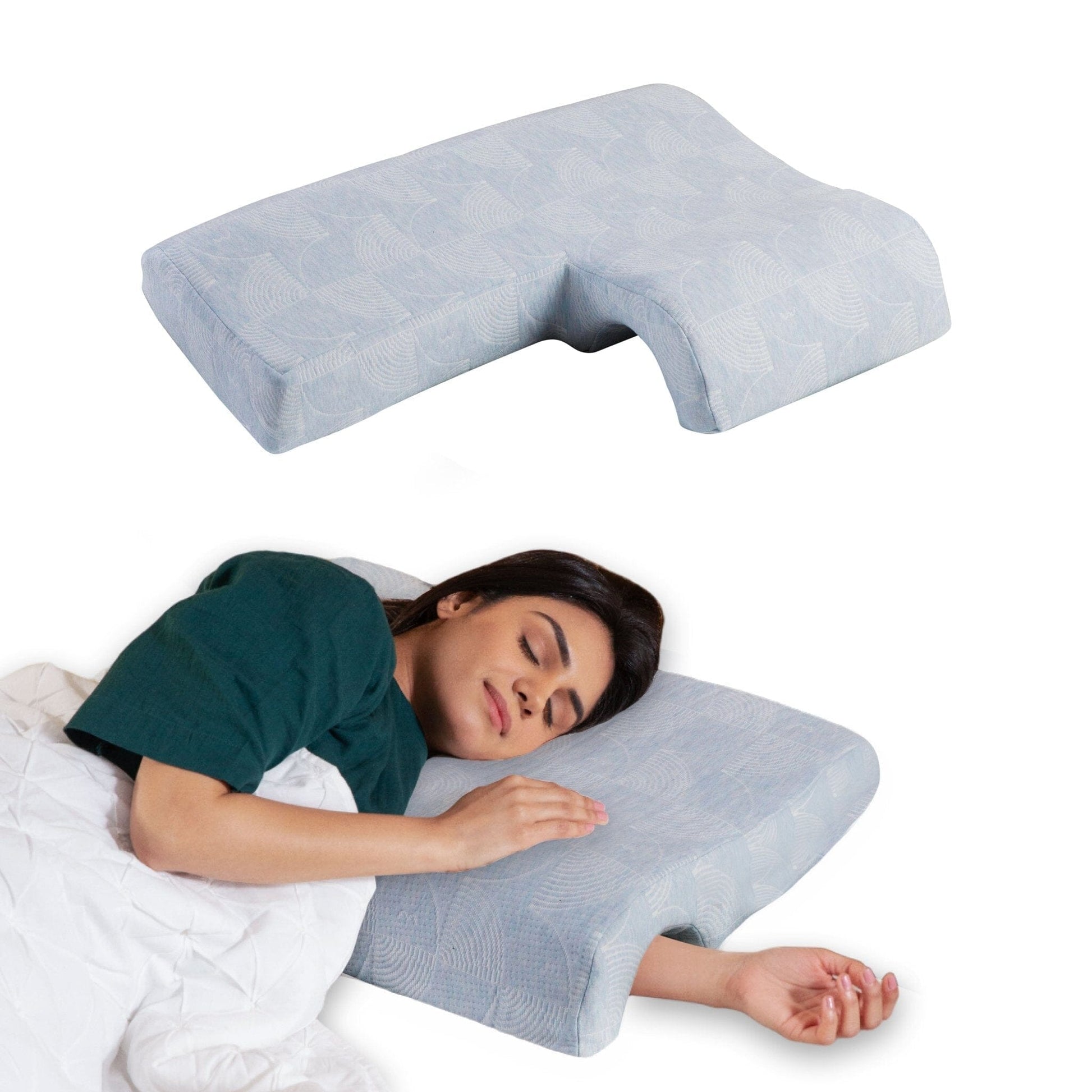 TogetherRest Hug Pillow Speciality Pillow The White Willow Left Side Misty Blue Hush