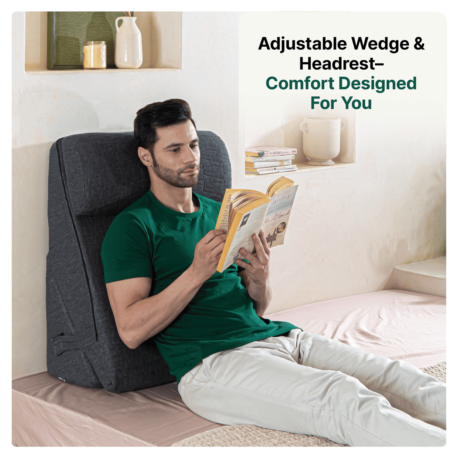 TriAdjust Comfort Plus Bed Wedge Pillow Bed Wedge The White Willow XL King- 24 x 22 x 12 inch Midnight Serene