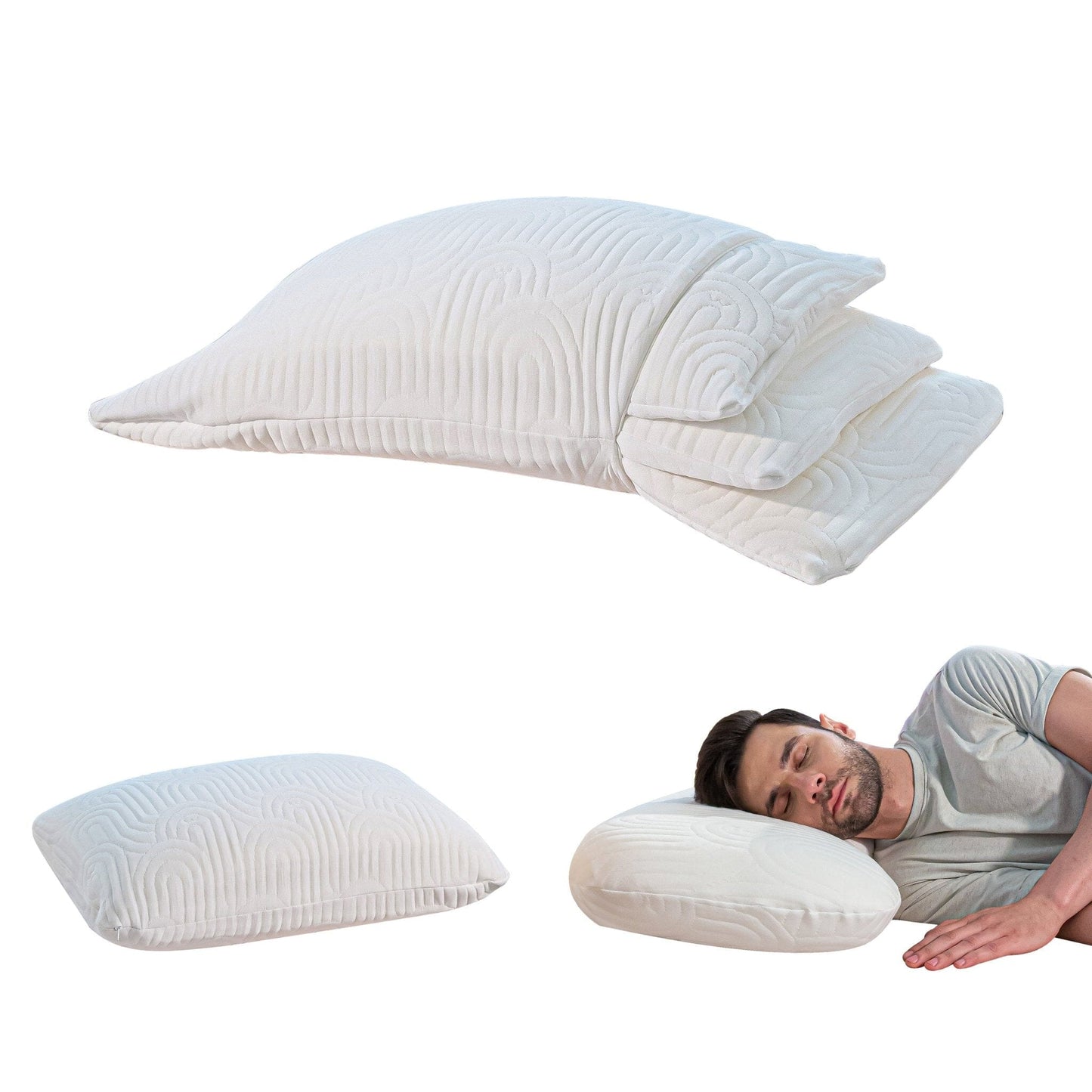 Triple Layer Adjustable Comfort Pillow Regular Pillow The White Willow Creamy Calm