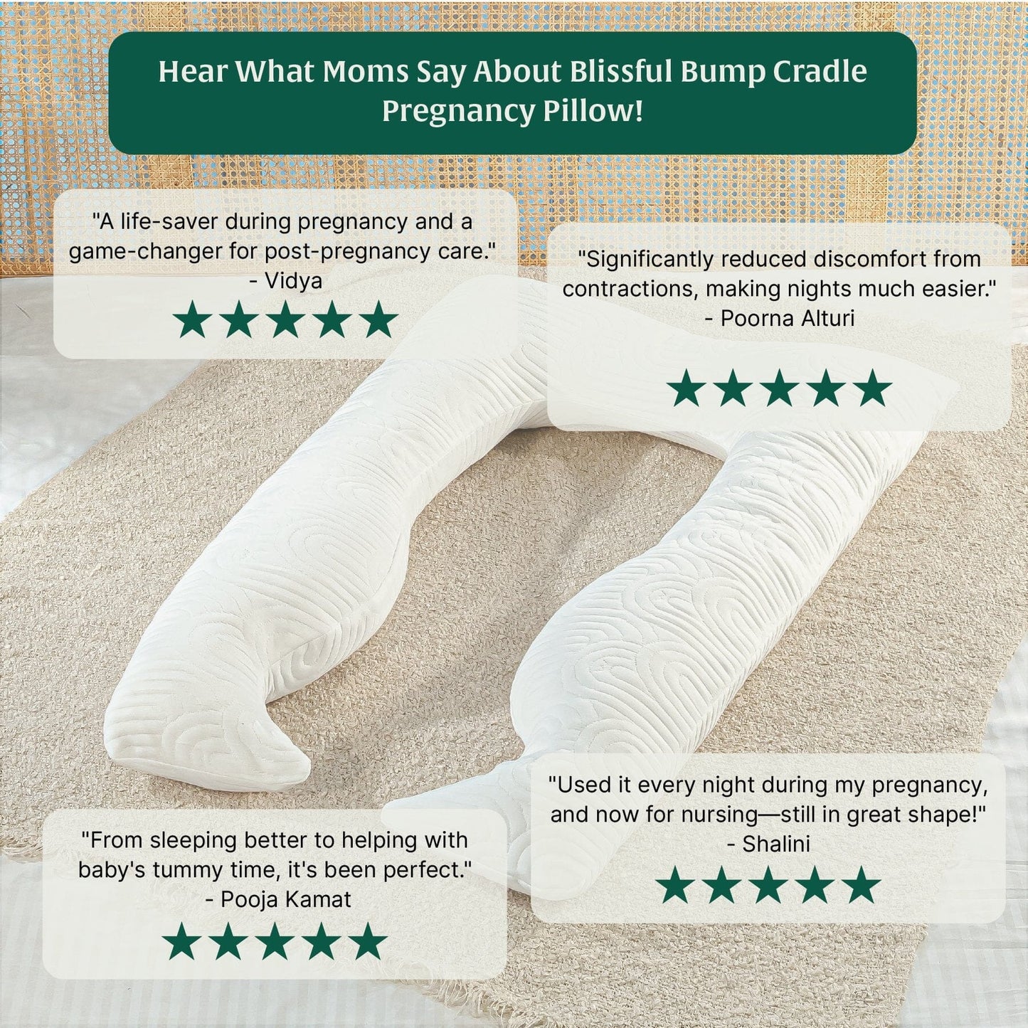 U - Shape Pregnancy Pillow - Blissful Bump Cradle - Pregnancy Pillow - The White Willow