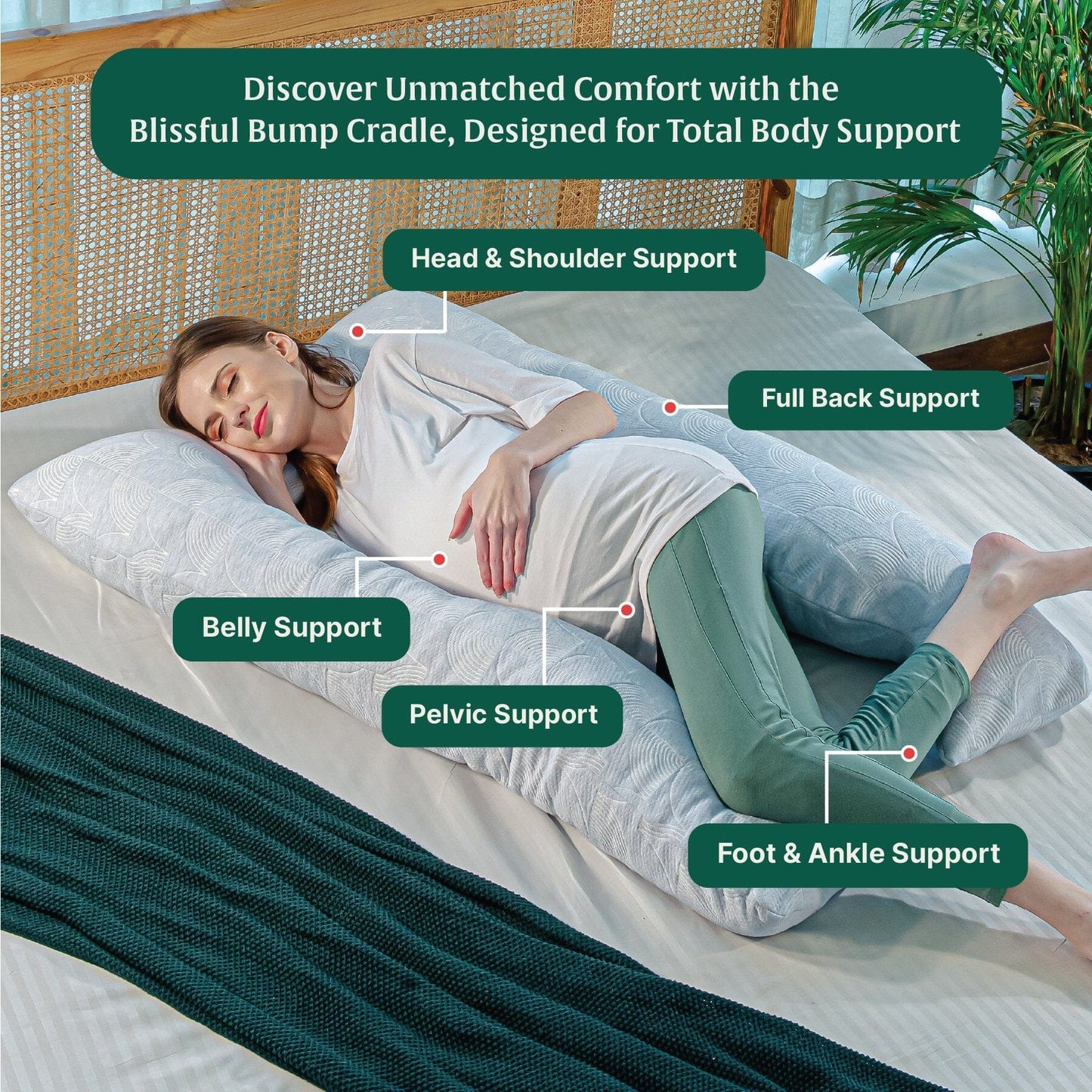 U - Shape Pregnancy Pillow - Blissful Bump Cradle - Pregnancy Pillow - The White Willow