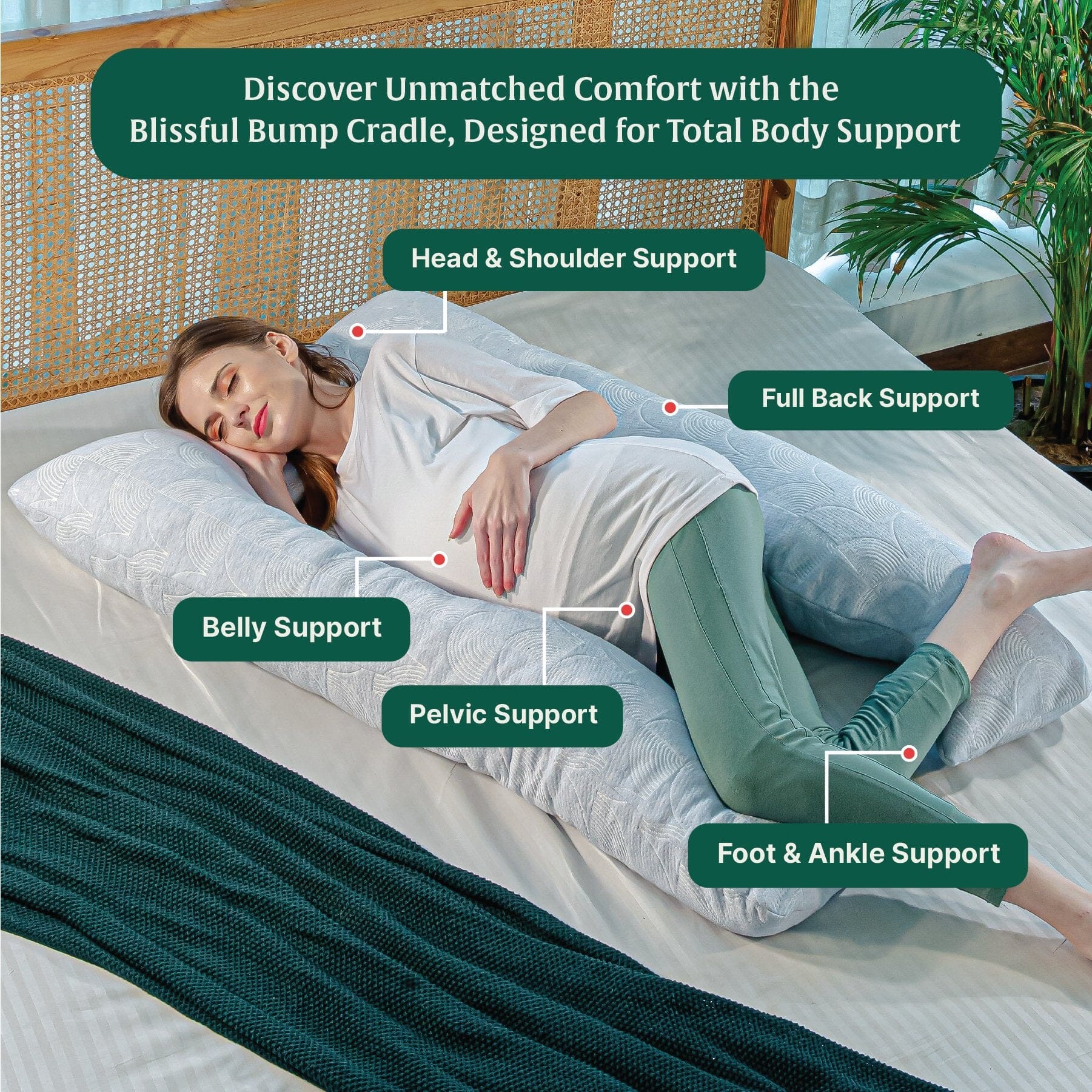 U - Shape Pregnancy Pillow - Blissful Bump Cradle - Pregnancy Pillow - The White Willow