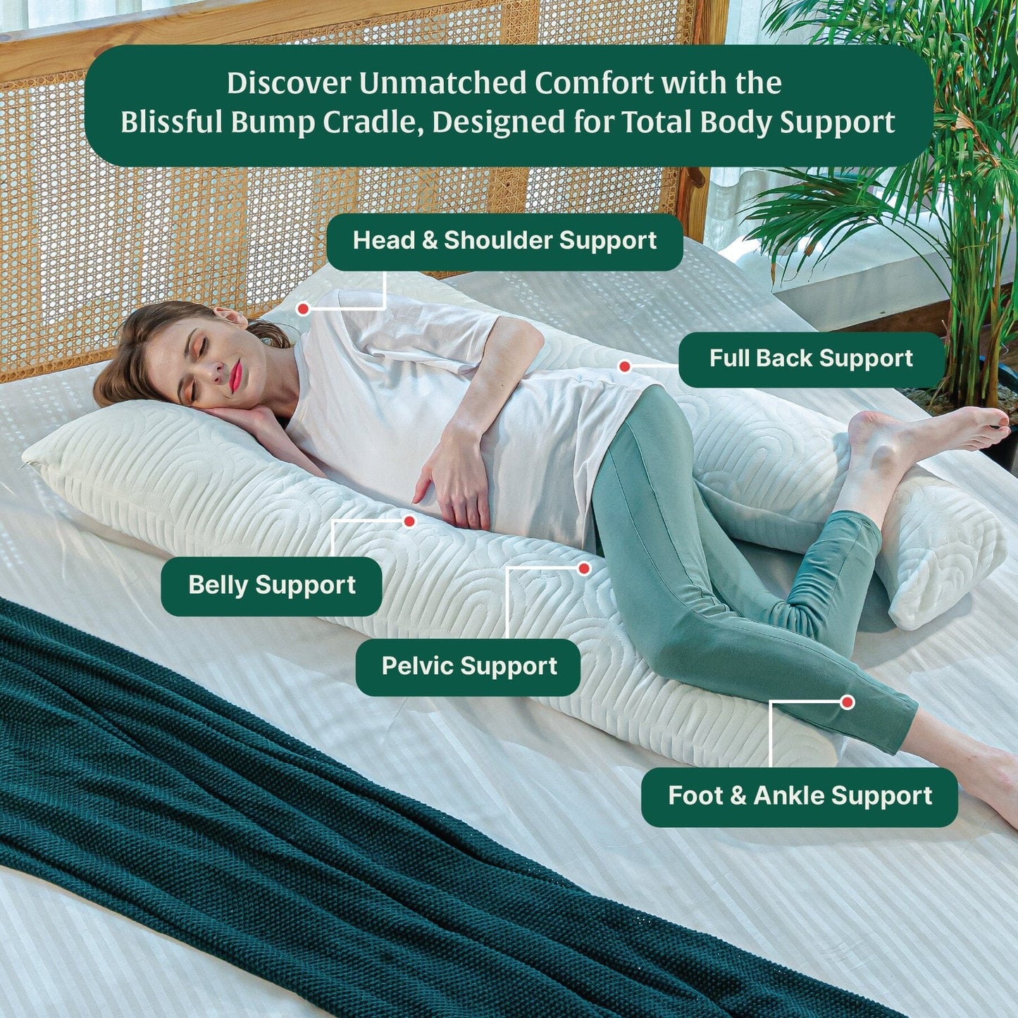 U - Shape Pregnancy Pillow - Blissful Bump Cradle - Pregnancy Pillow - The White Willow