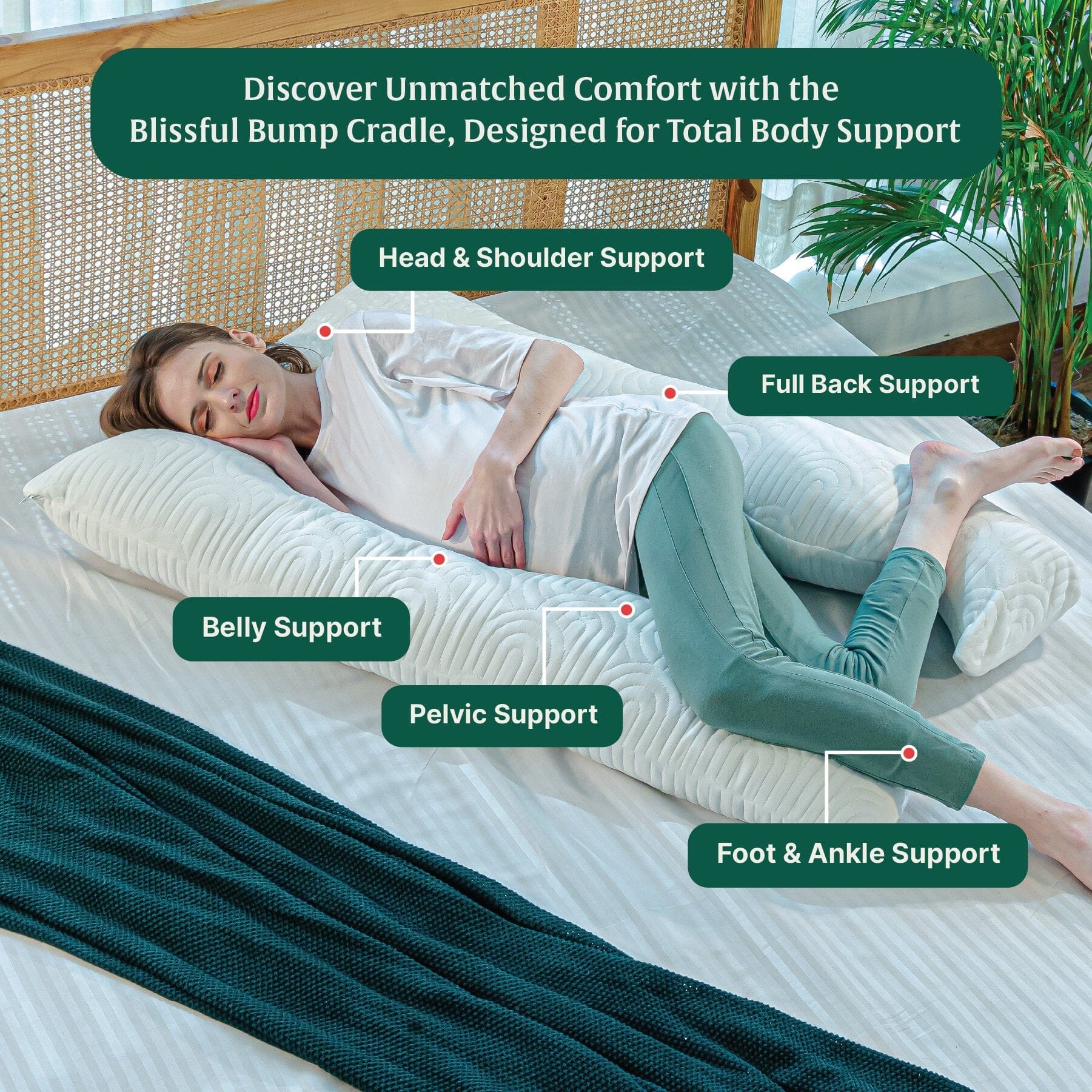 U - Shape Pregnancy Pillow - Blissful Bump Cradle - Pregnancy Pillow - The White Willow